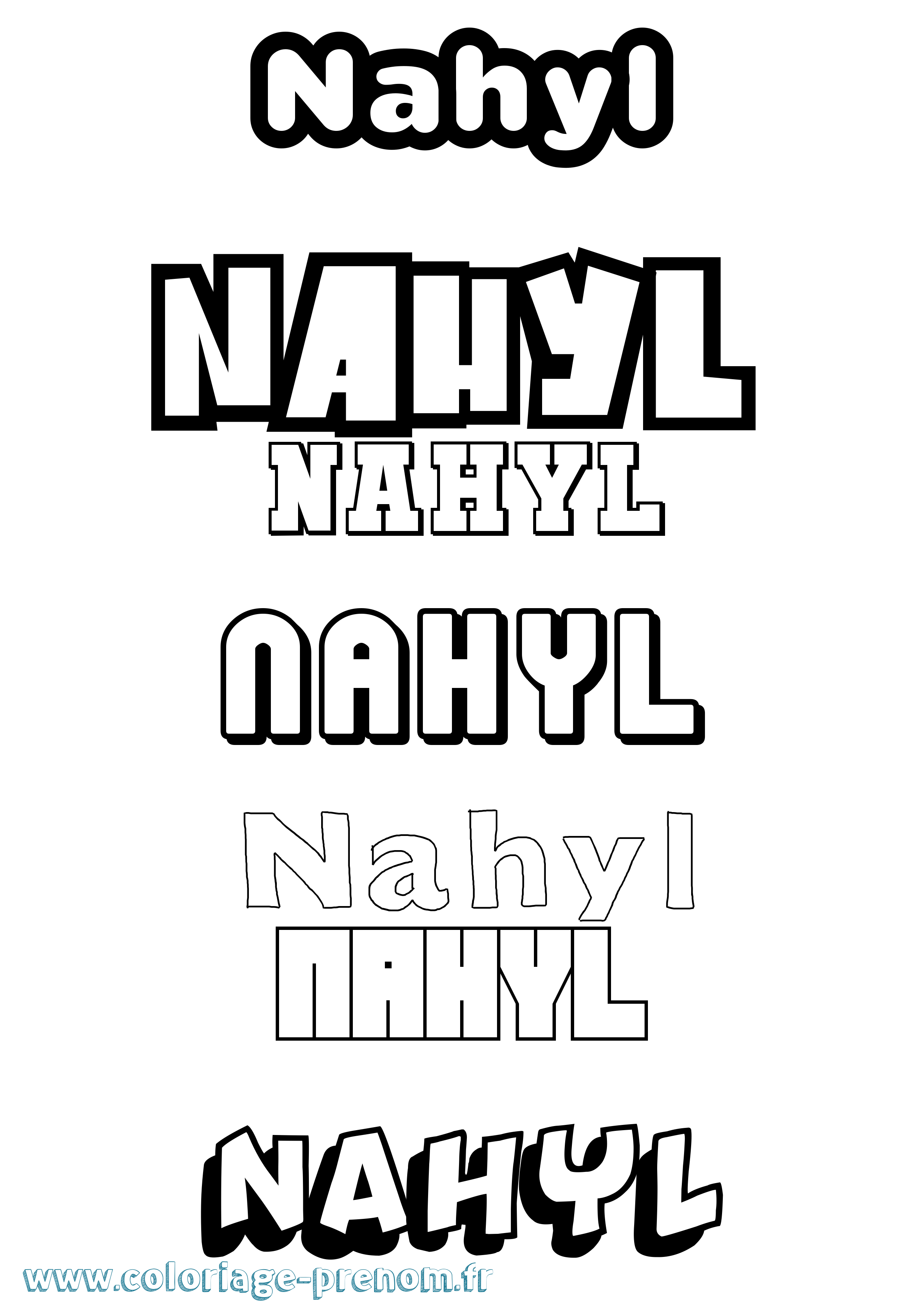 Coloriage Nahyl Simple Coloriage prénom Nahyl Simple