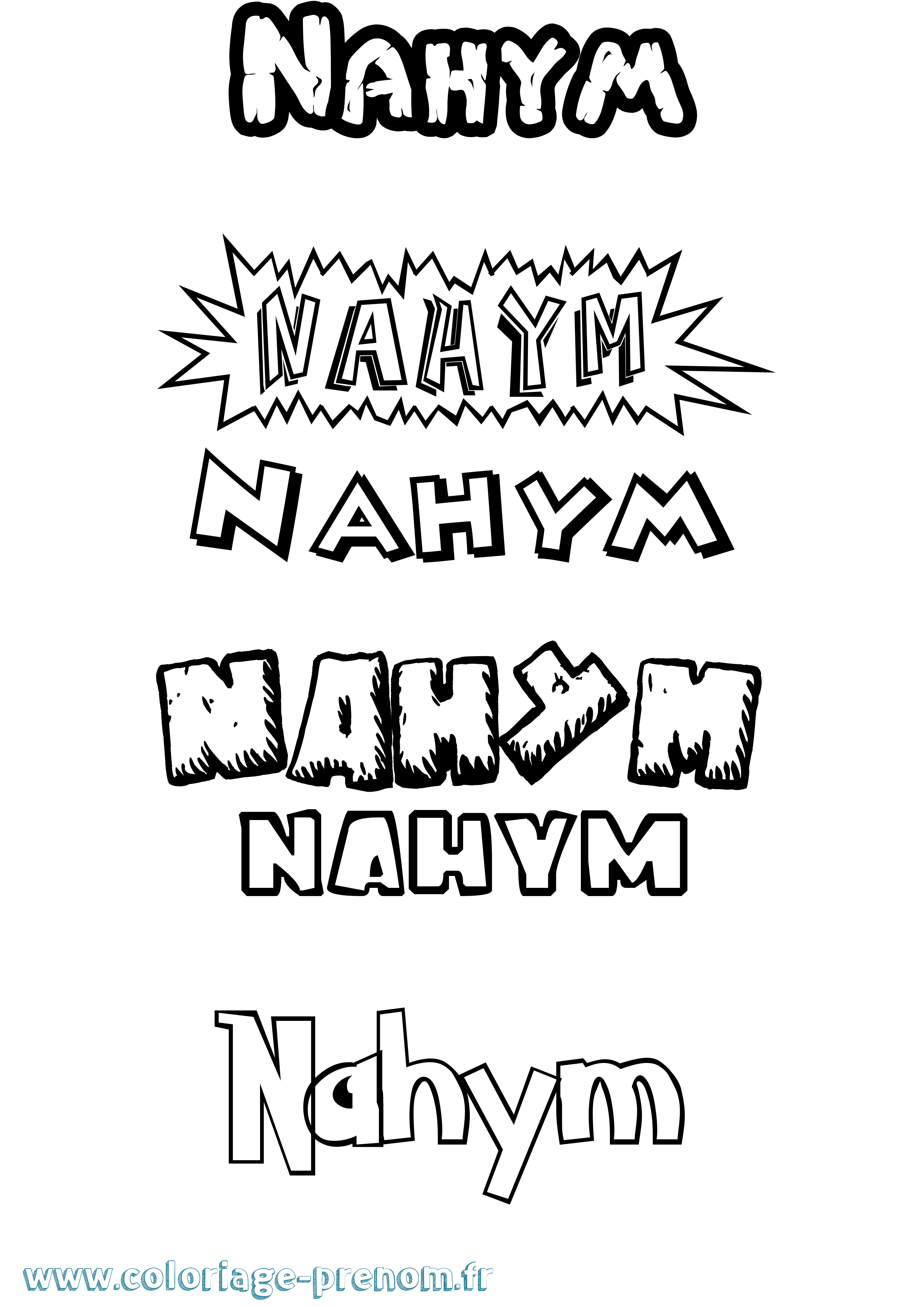 Coloriage Nahym Dessin Animé Coloriage prénom Nahym Dessin Animé