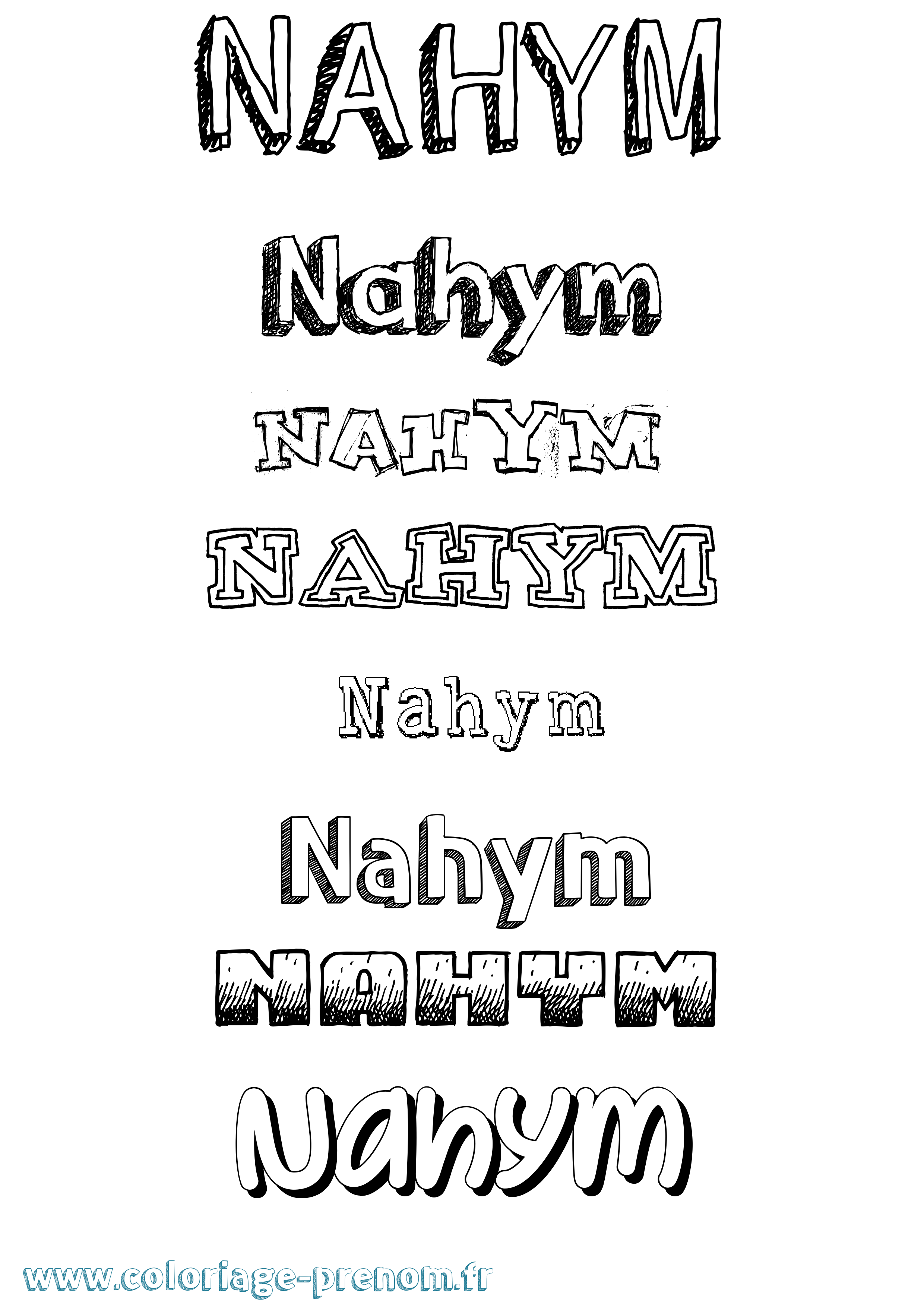 Coloriage Nahym Dessiné Coloriage prénom Nahym Dessiné