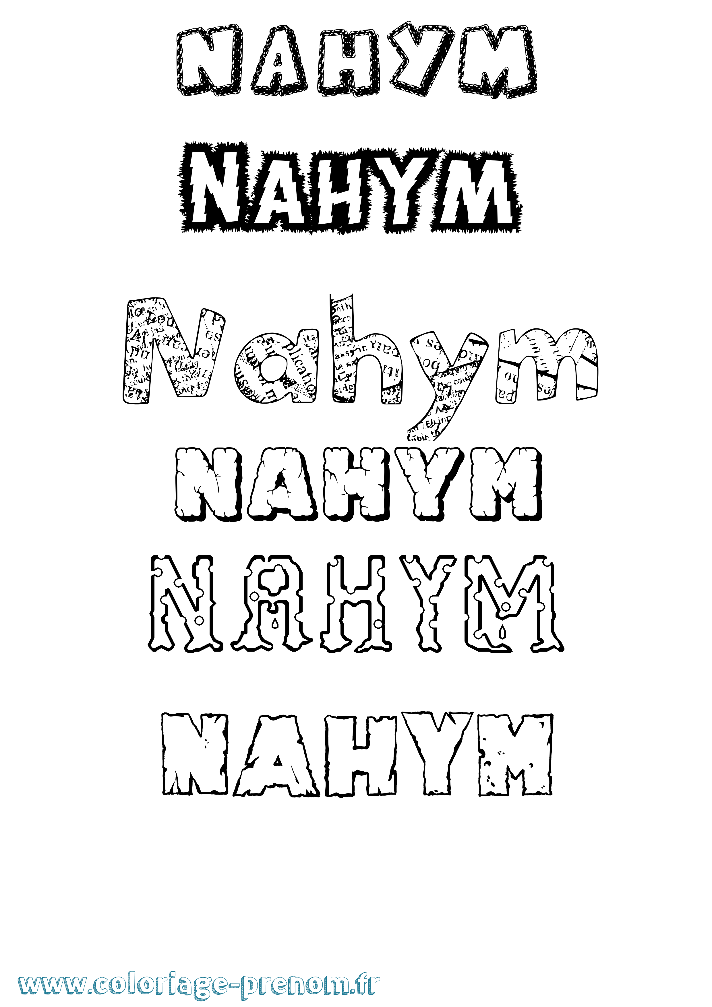Coloriage Nahym Destructuré Coloriage prénom Nahym Destructuré
