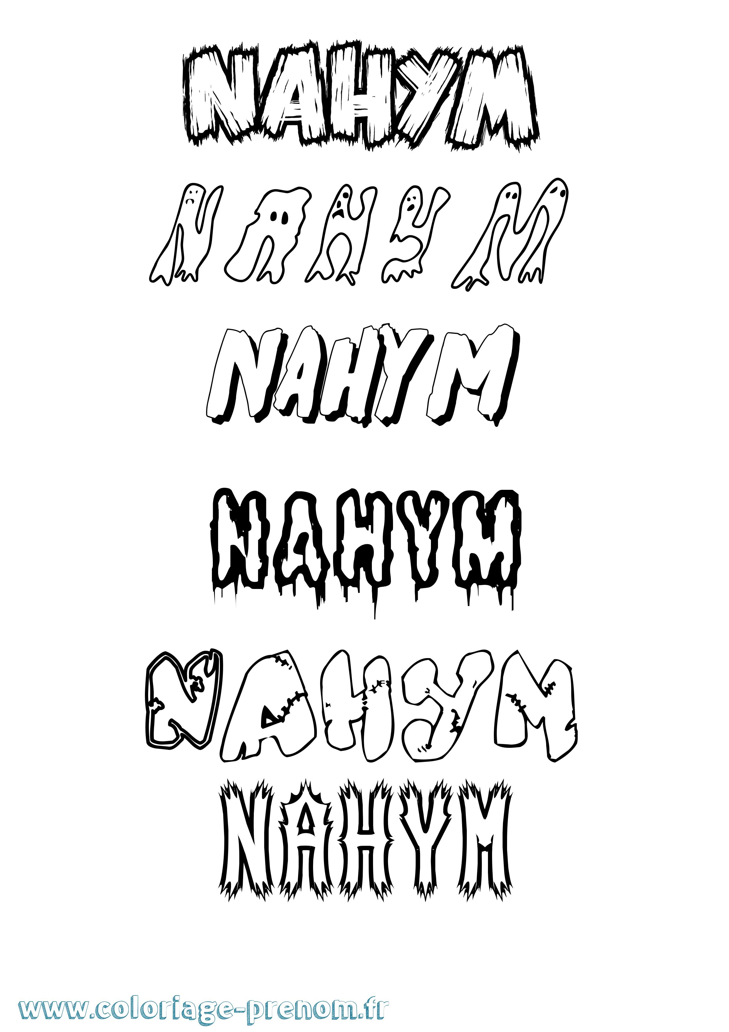 Coloriage Nahym Frisson Coloriage prénom Nahym Frisson
