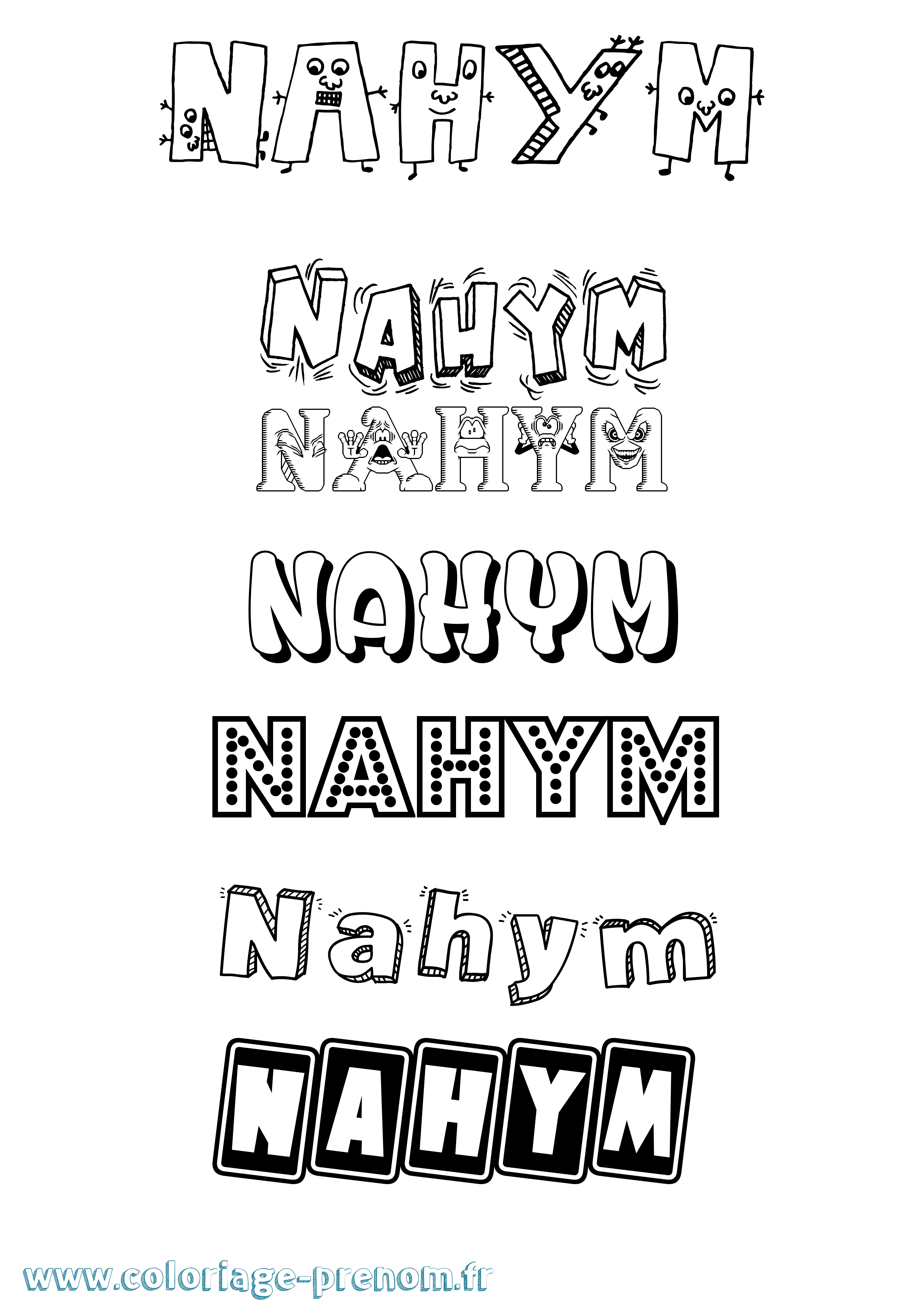 Coloriage Nahym Fun Coloriage prénom Nahym Fun