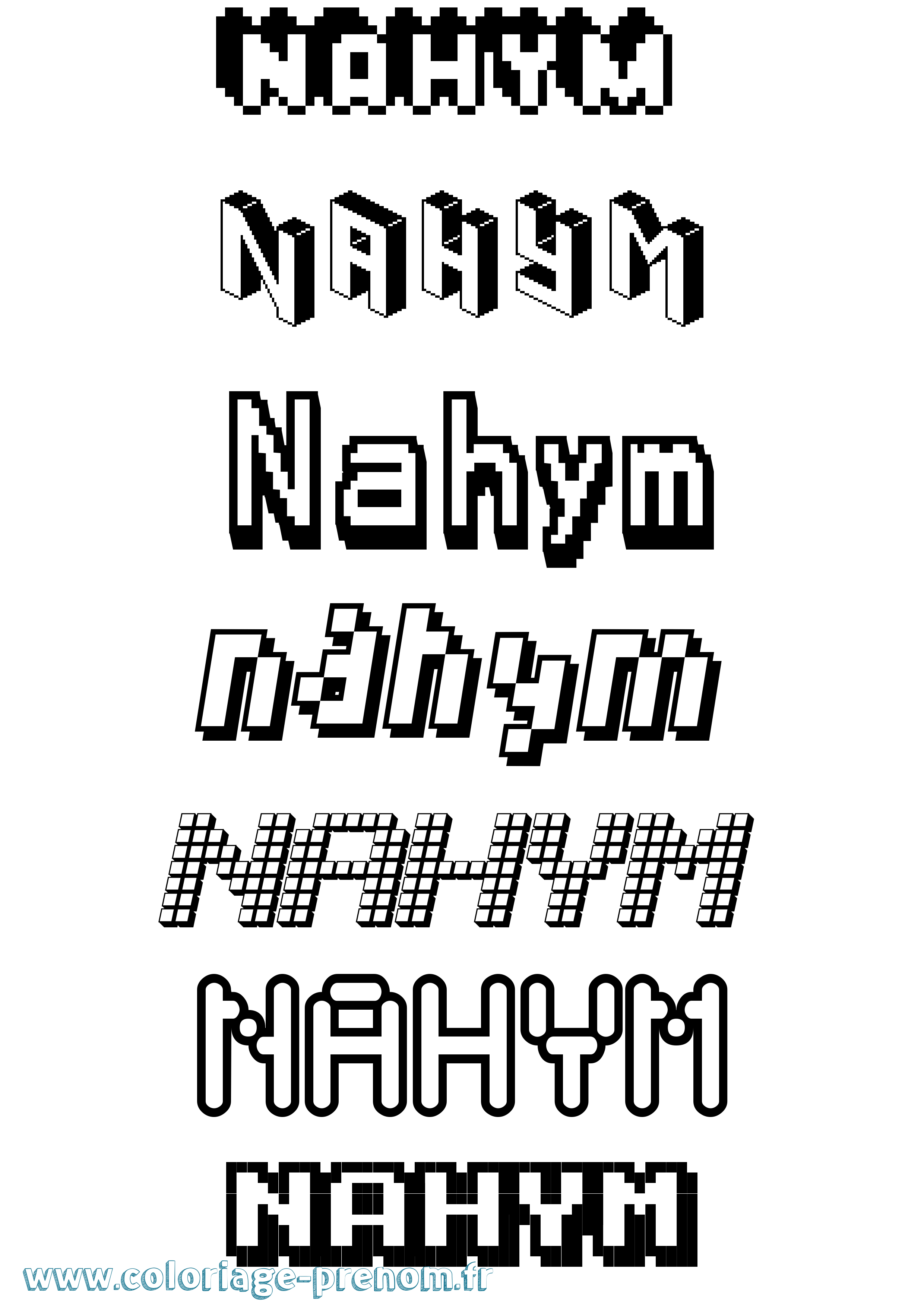 Coloriage Nahym Pixel Coloriage prénom Nahym Pixel
