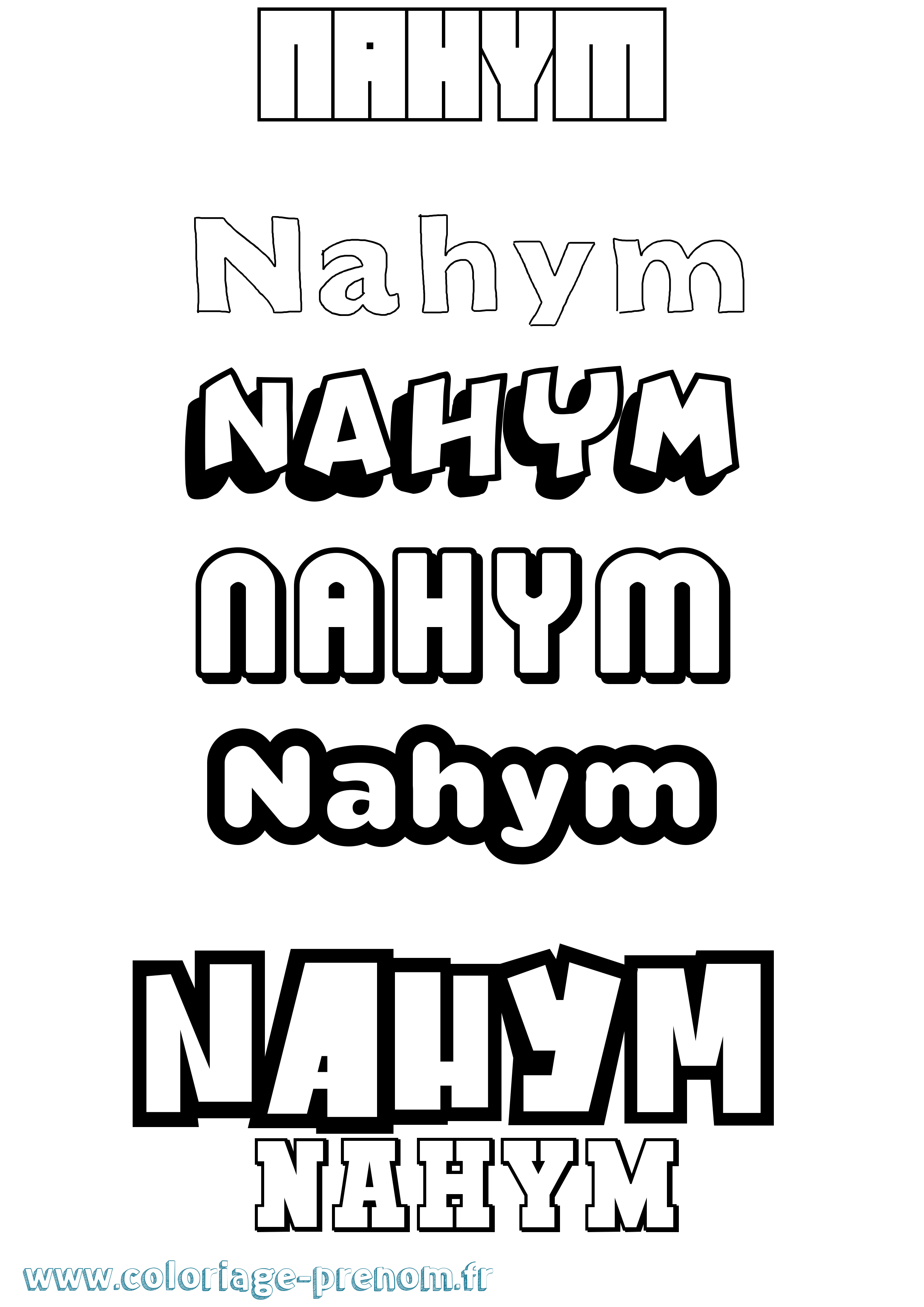 Coloriage Nahym Simple Coloriage prénom Nahym Simple
