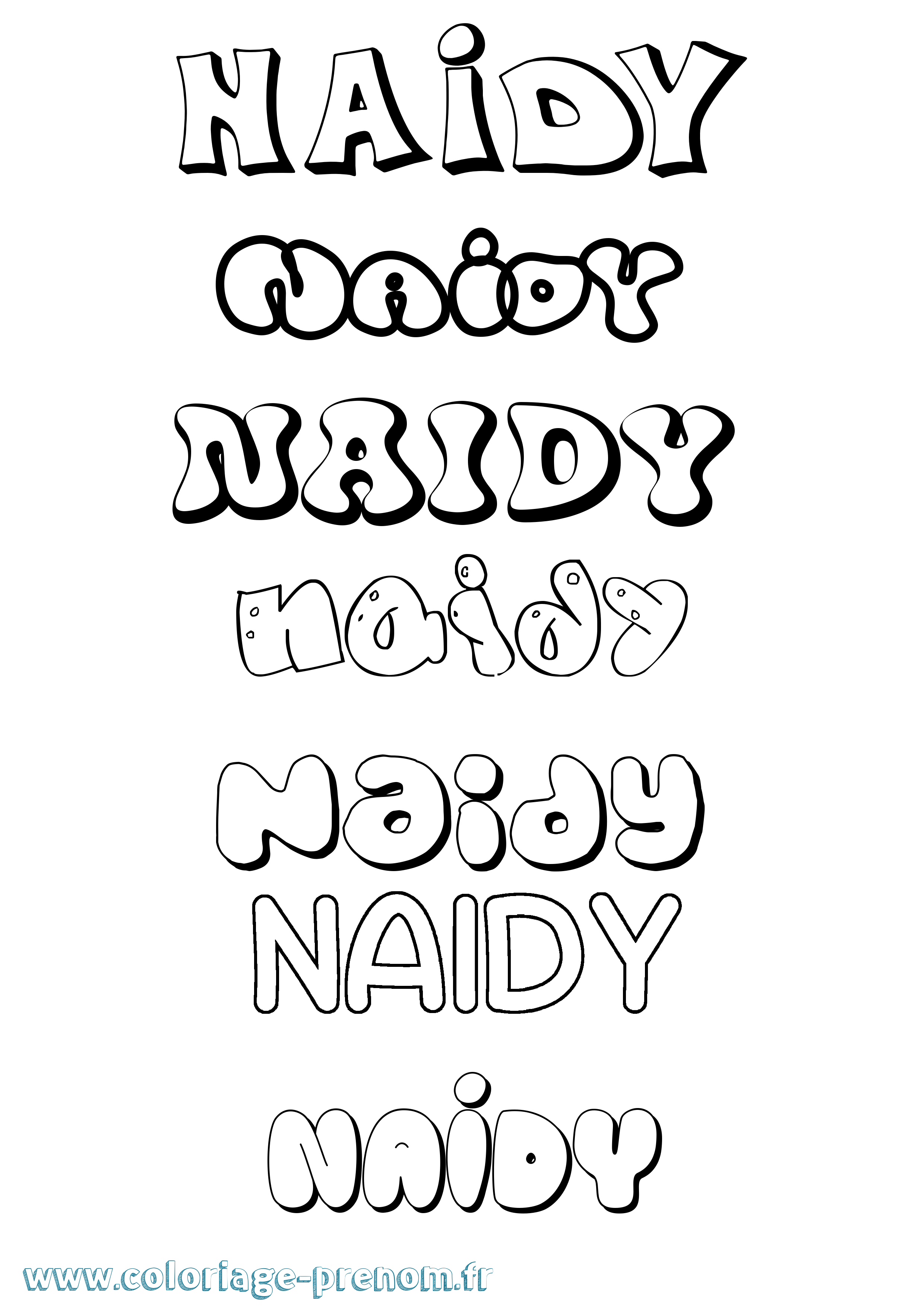Coloriage Naidy Bubble Coloriage prénom Naidy Bubble