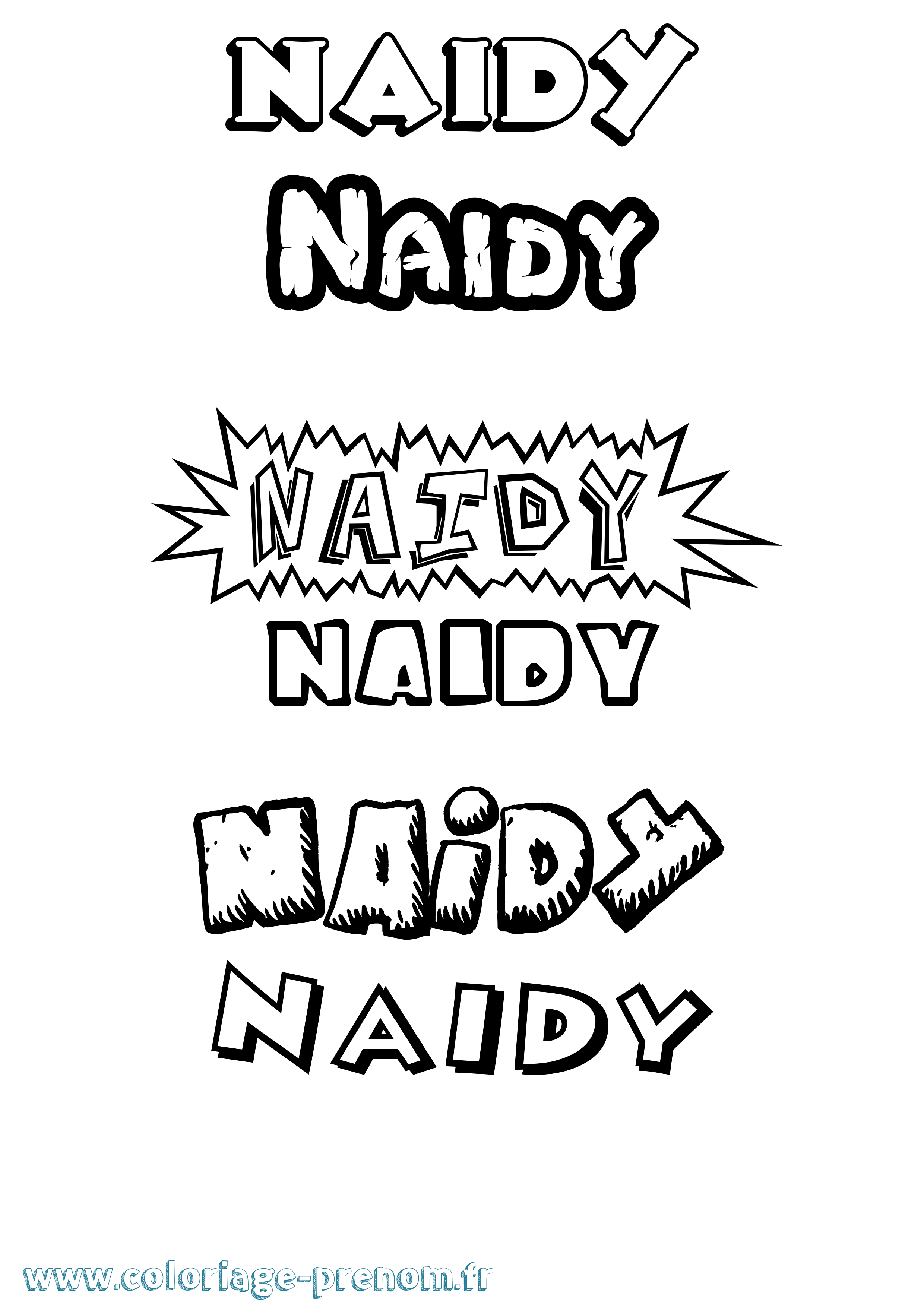Coloriage Naidy Dessin Animé Coloriage prénom Naidy Dessin Animé