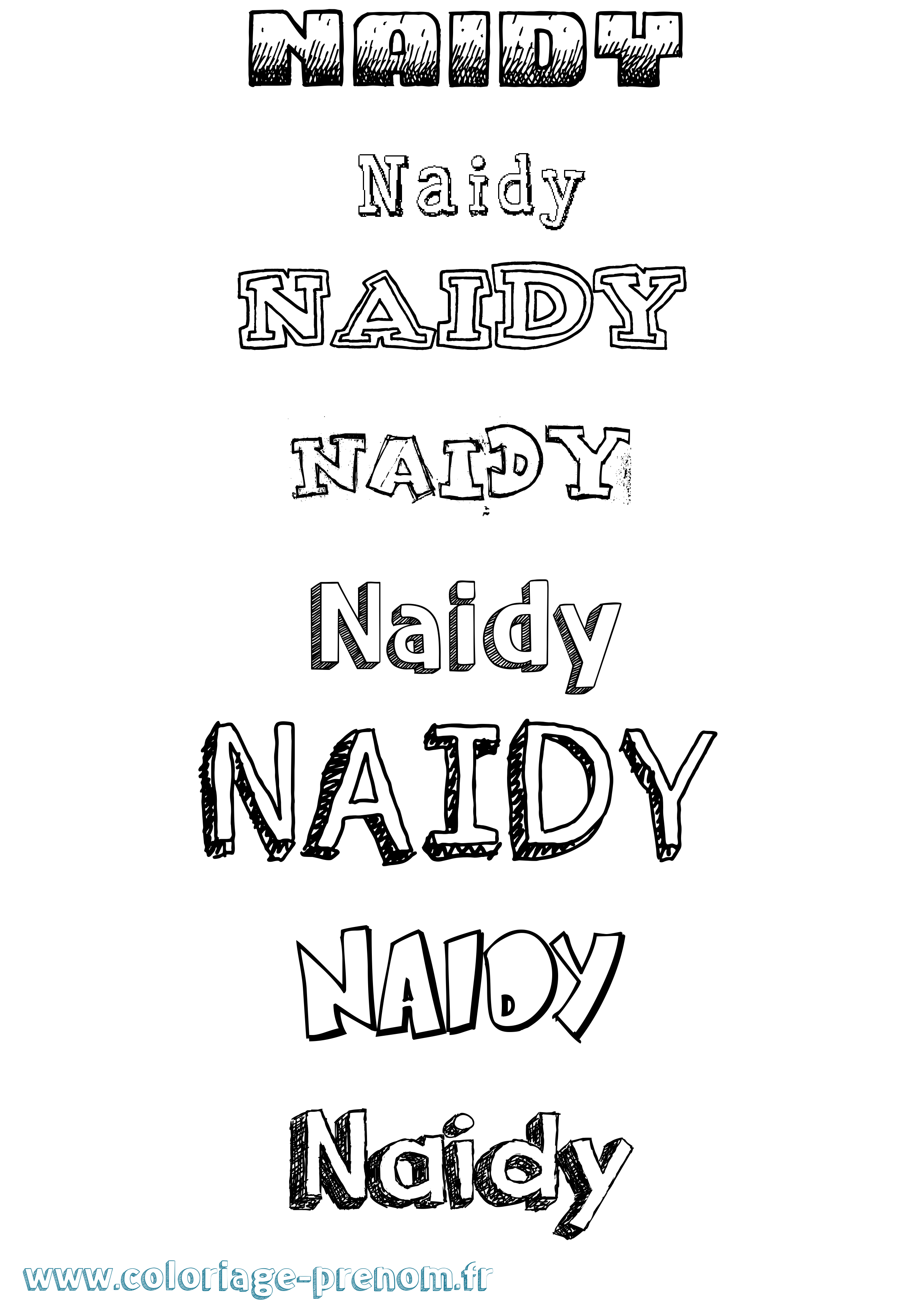 Coloriage Naidy Dessiné Coloriage prénom Naidy Dessiné