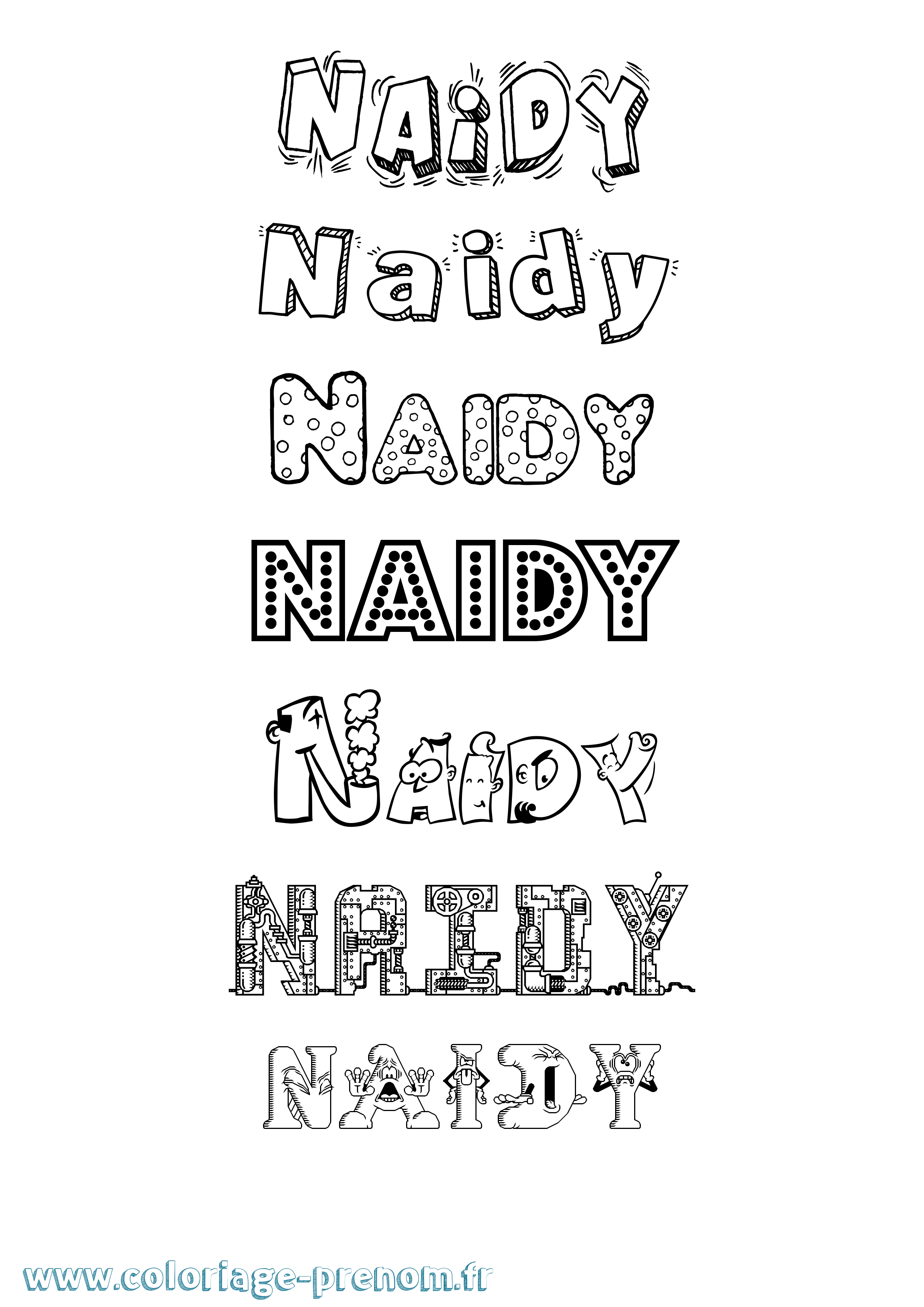 Coloriage Naidy Fun Coloriage prénom Naidy Fun