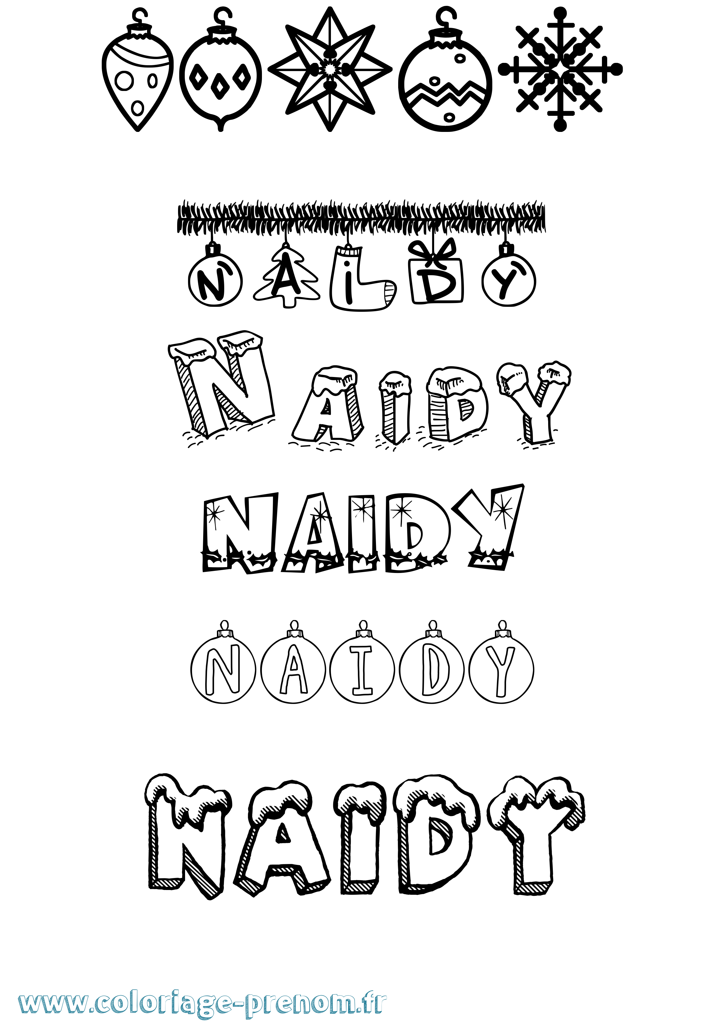 Coloriage Naidy Noël Coloriage prénom Naidy Noël