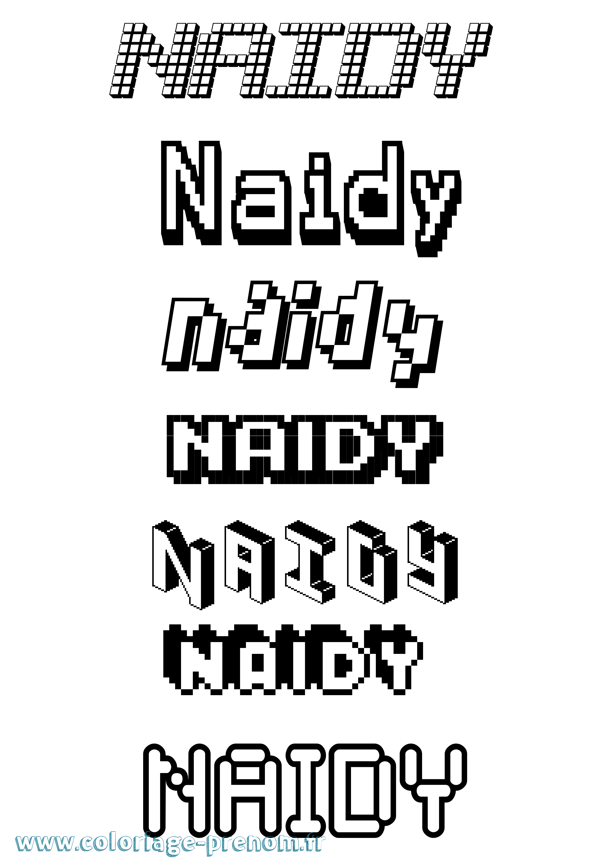 Coloriage Naidy Pixel Coloriage prénom Naidy Pixel