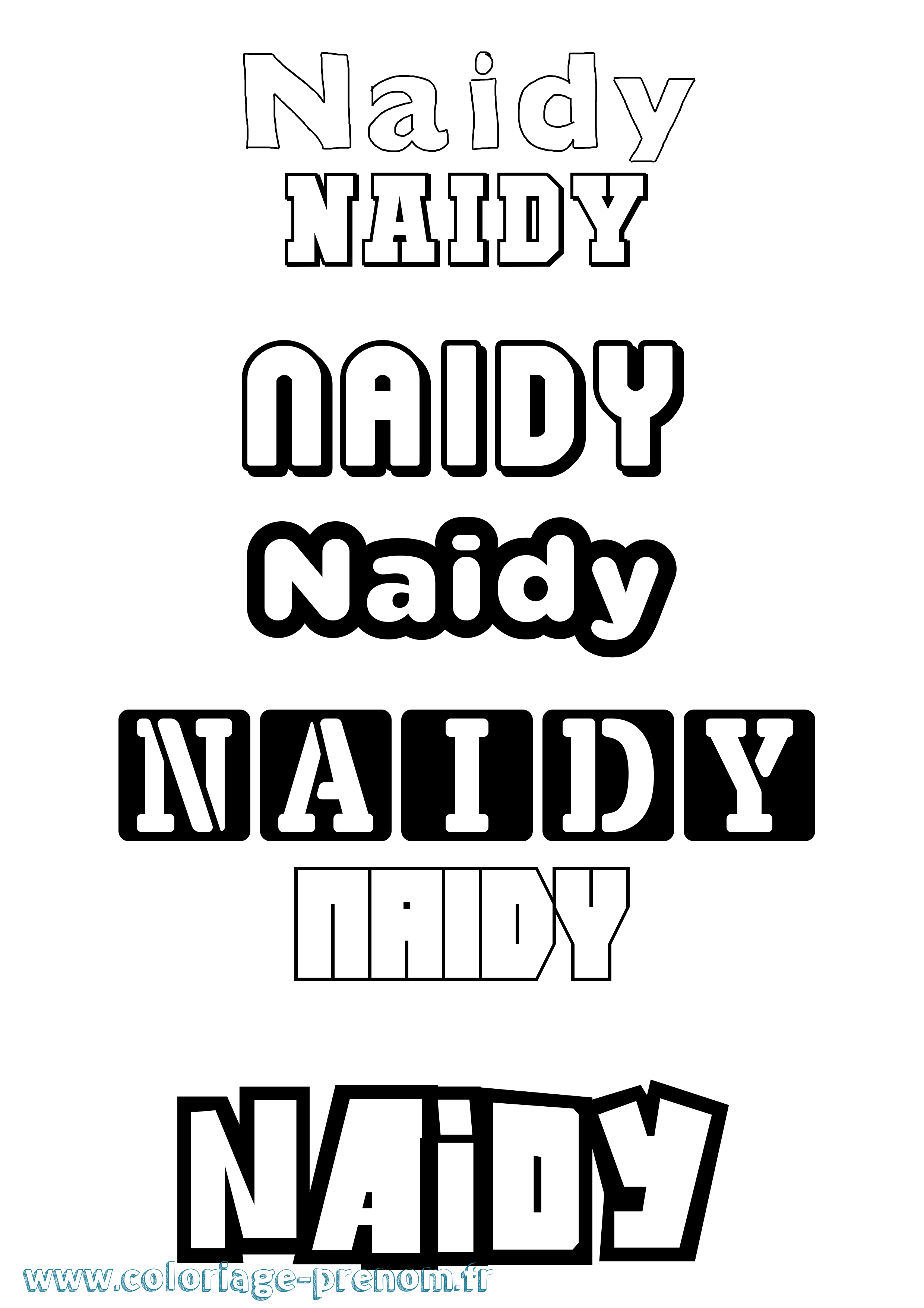 Coloriage Naidy Simple Coloriage prénom Naidy Simple