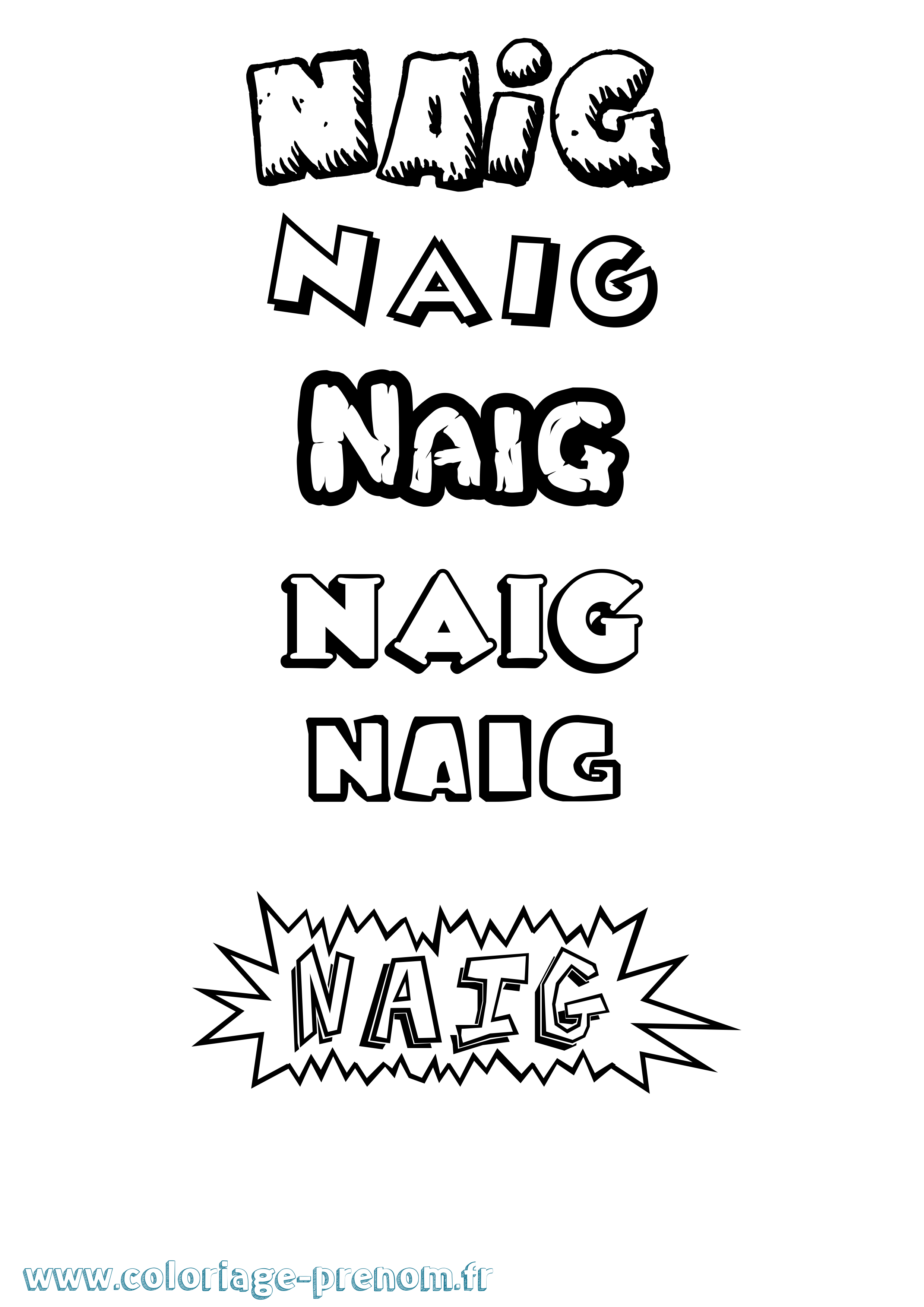 Coloriage Naig Dessin Animé Coloriage prénom Naig Dessin Animé