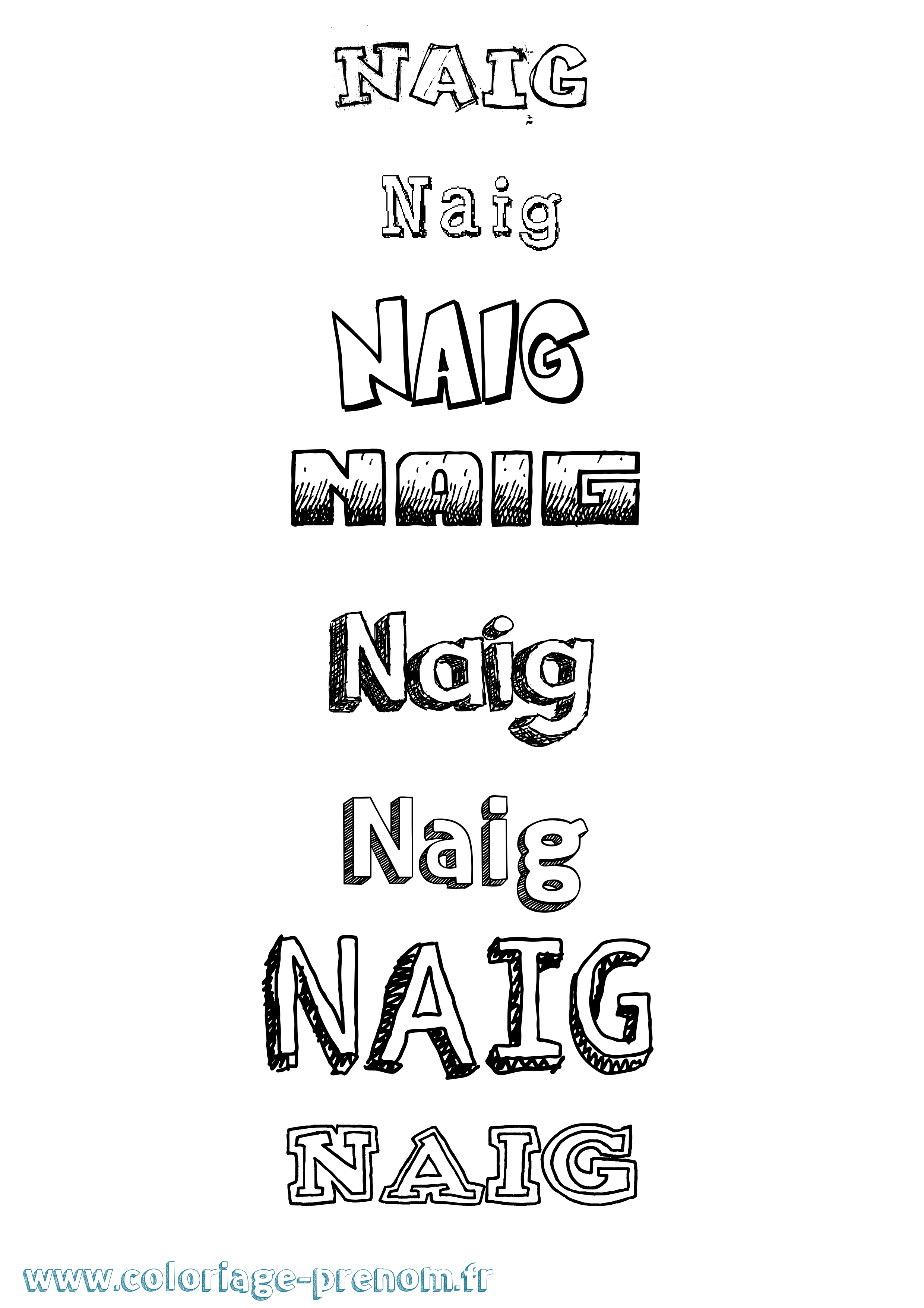 Coloriage Naig Dessiné Coloriage prénom Naig Dessiné