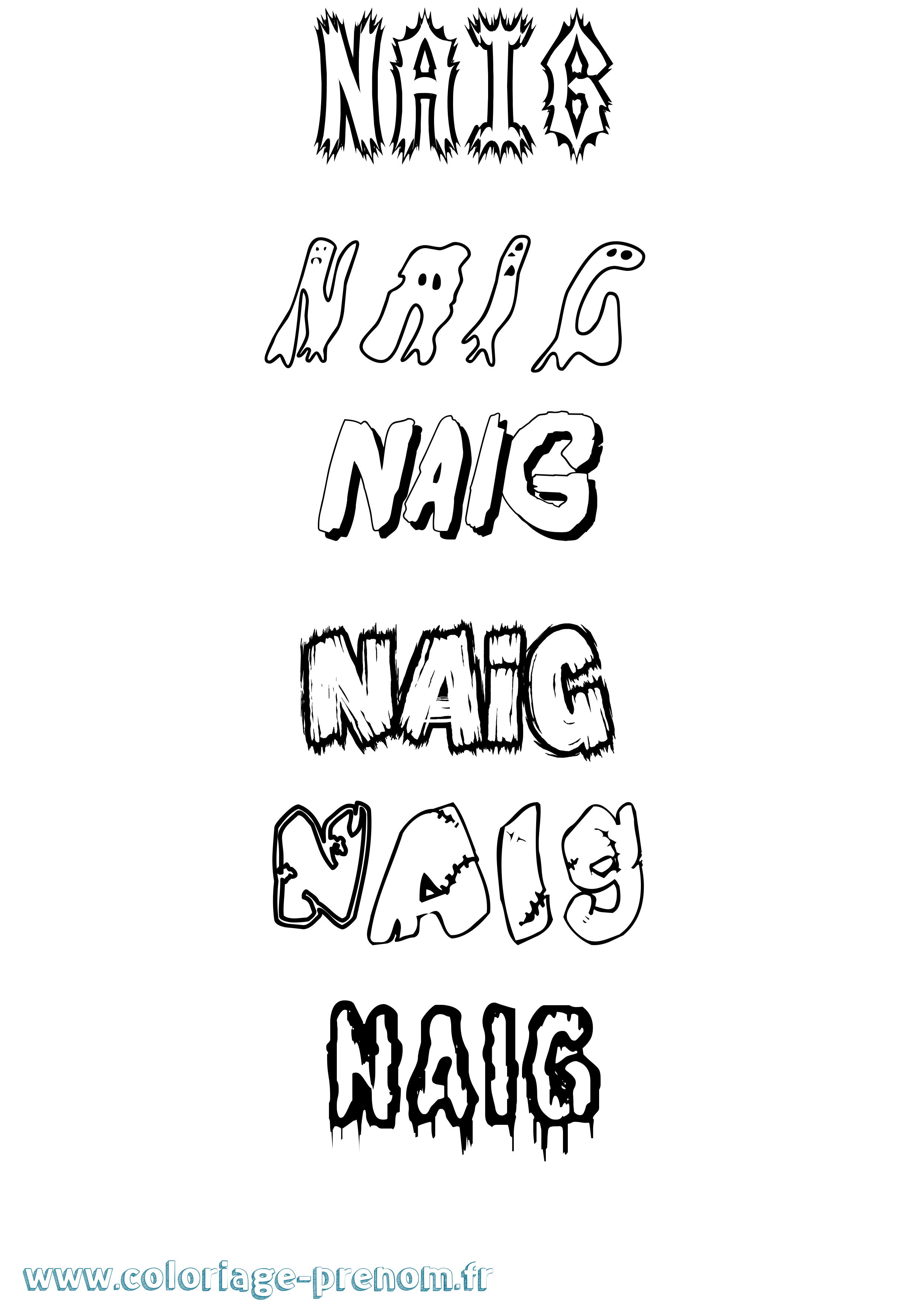 Coloriage Naig Frisson Coloriage prénom Naig Frisson