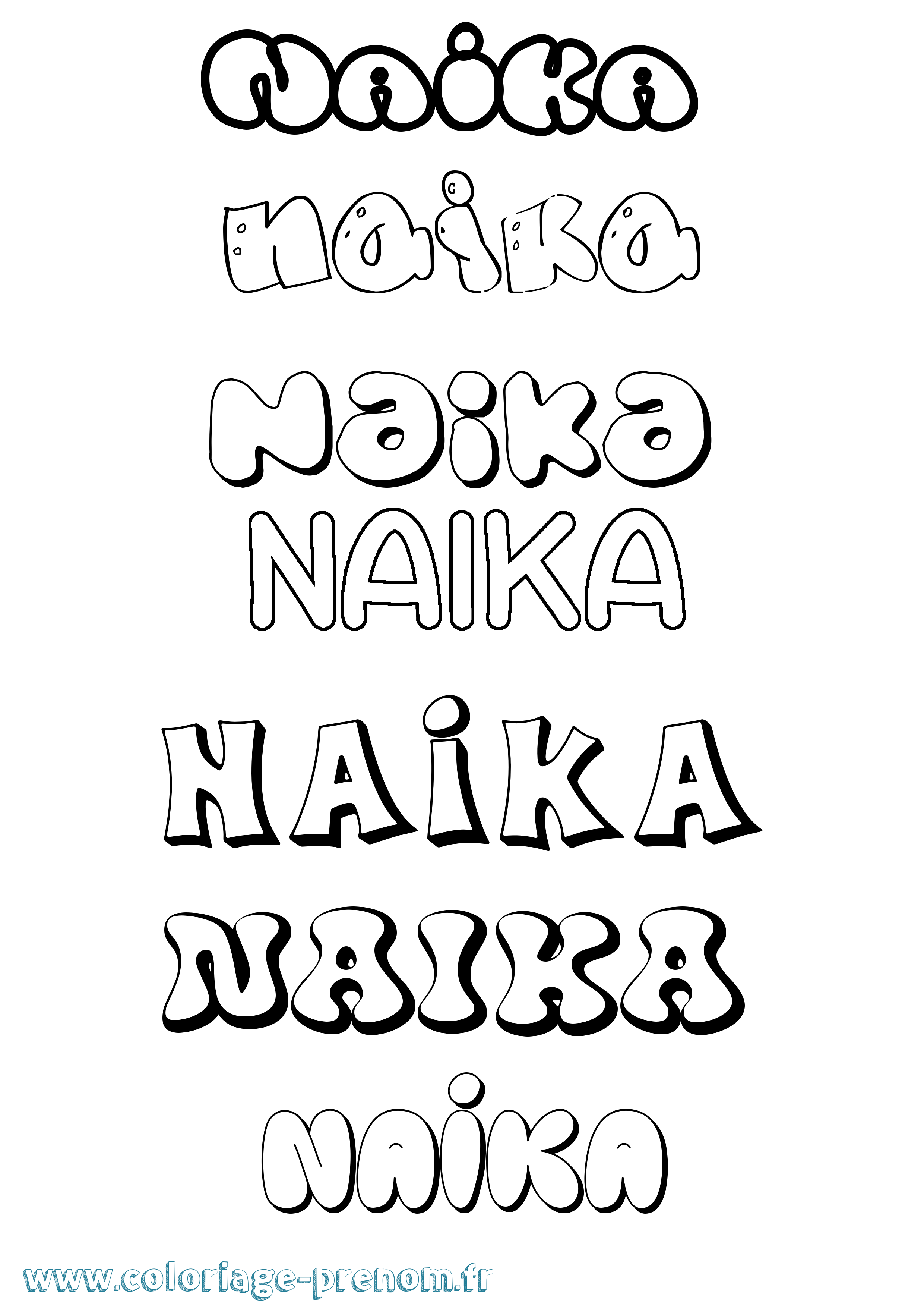 Coloriage Naika Bubble Coloriage prénom Naika Bubble
