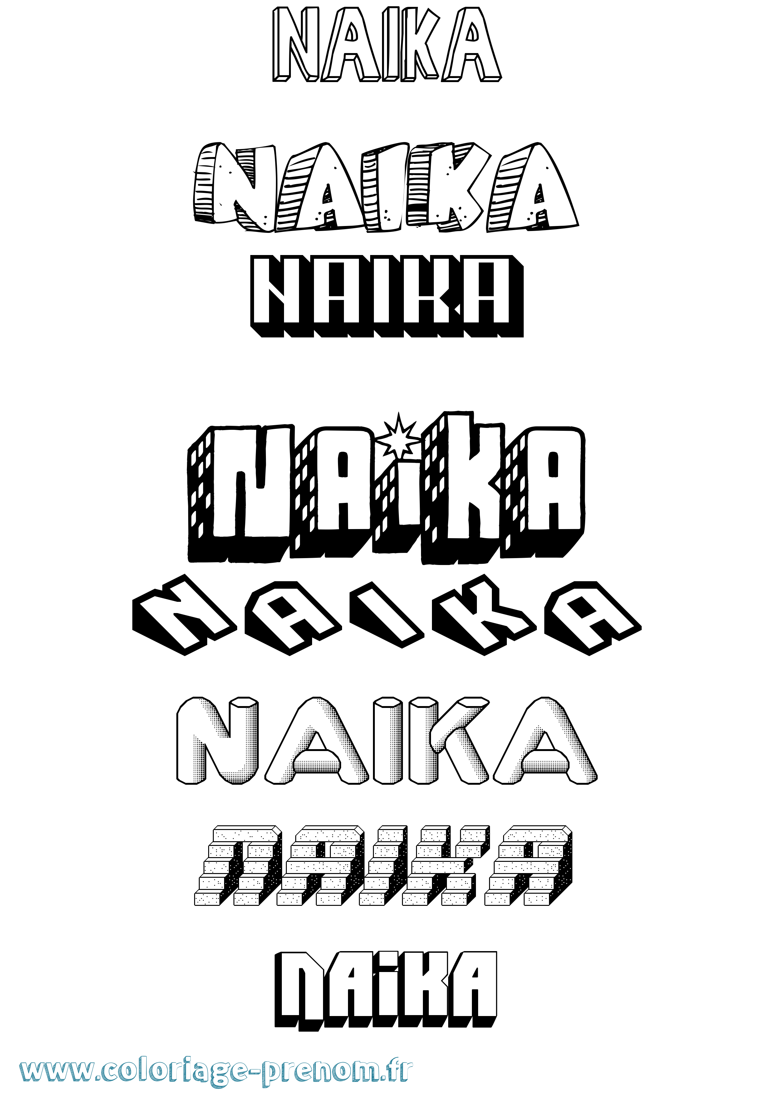 Coloriage Naika Effet 3D Coloriage prénom Naika Effet 3D