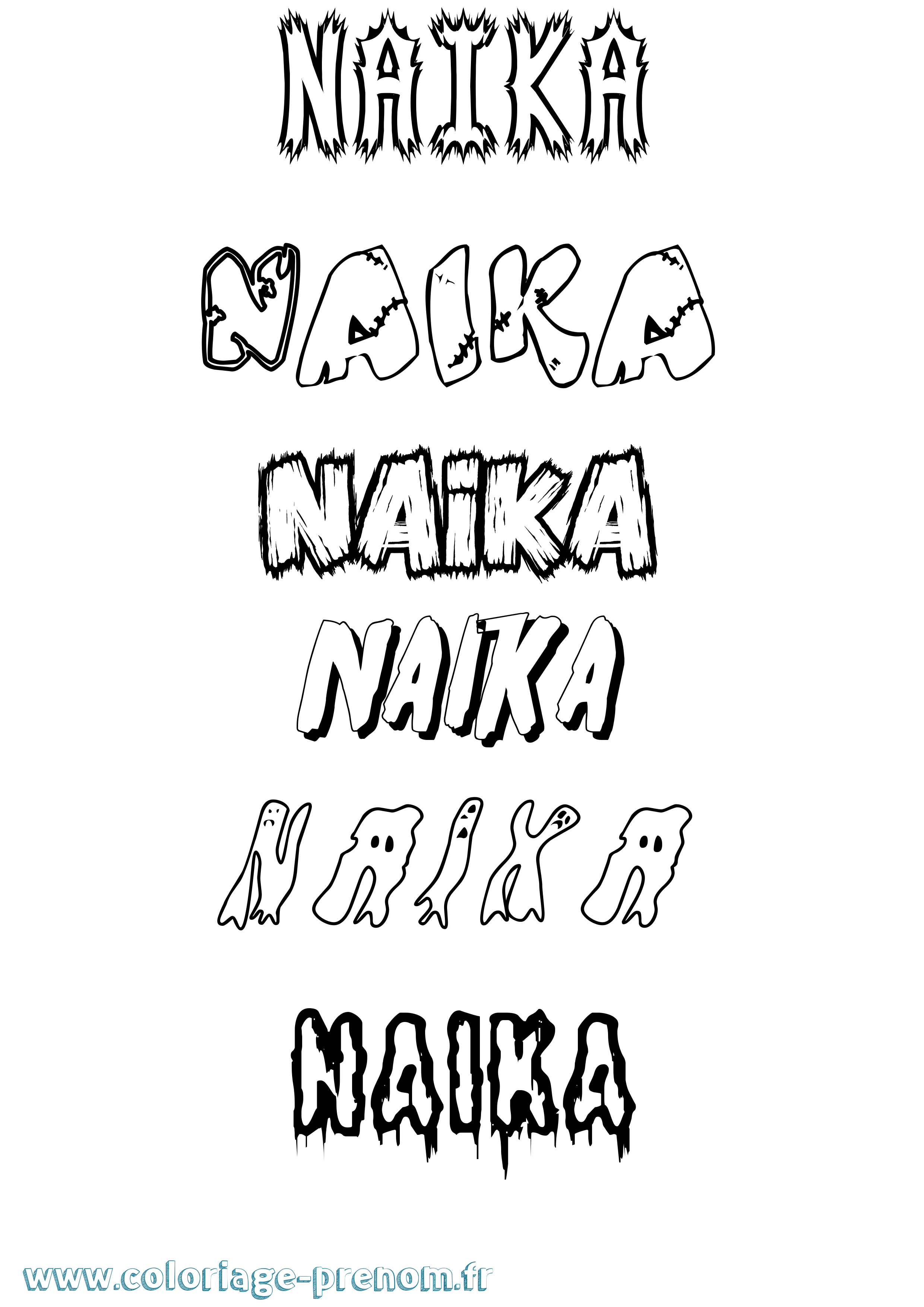 Coloriage Naika Frisson Coloriage prénom Naika Frisson