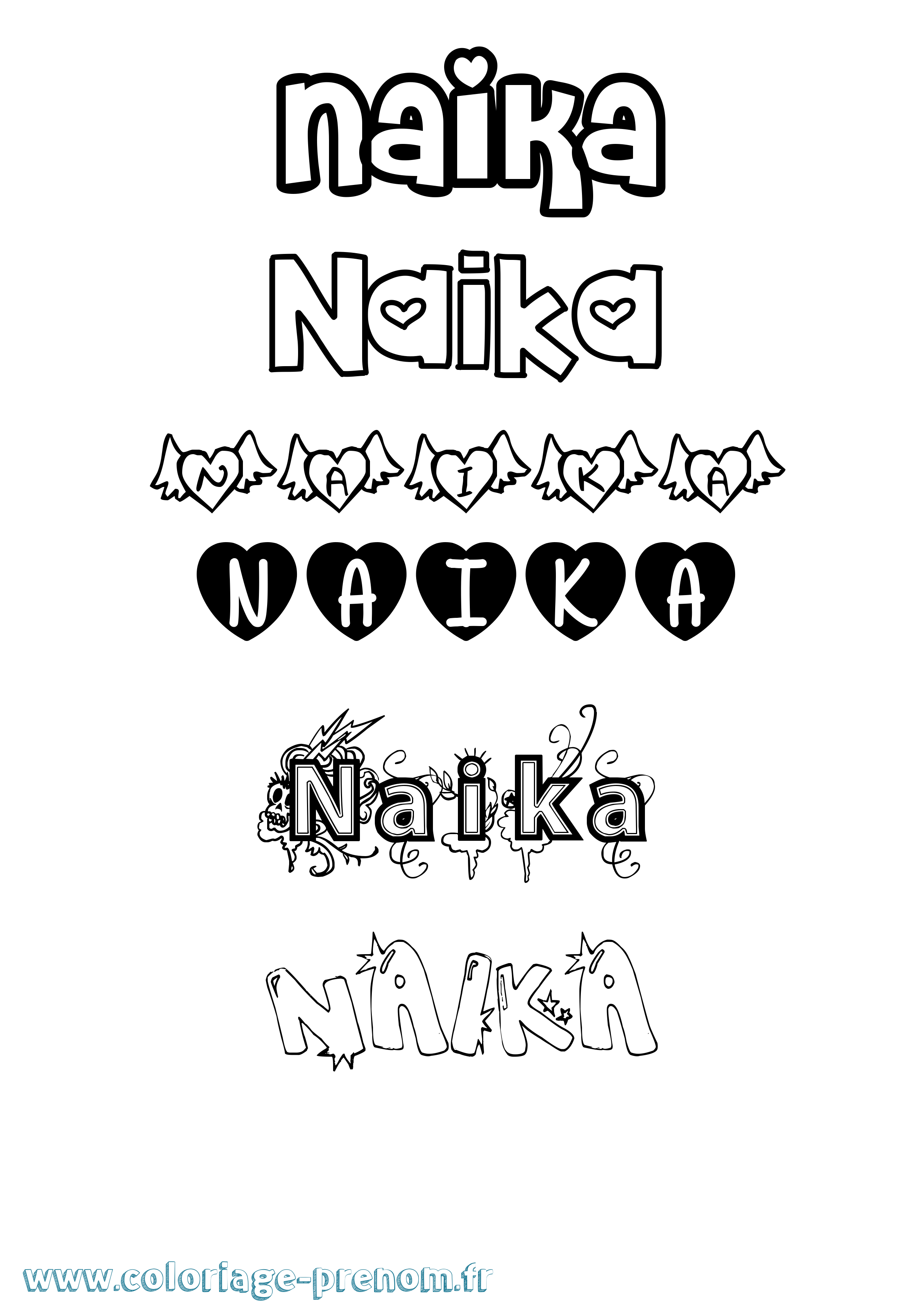 Coloriage Naika Girly Coloriage prénom Naika Girly