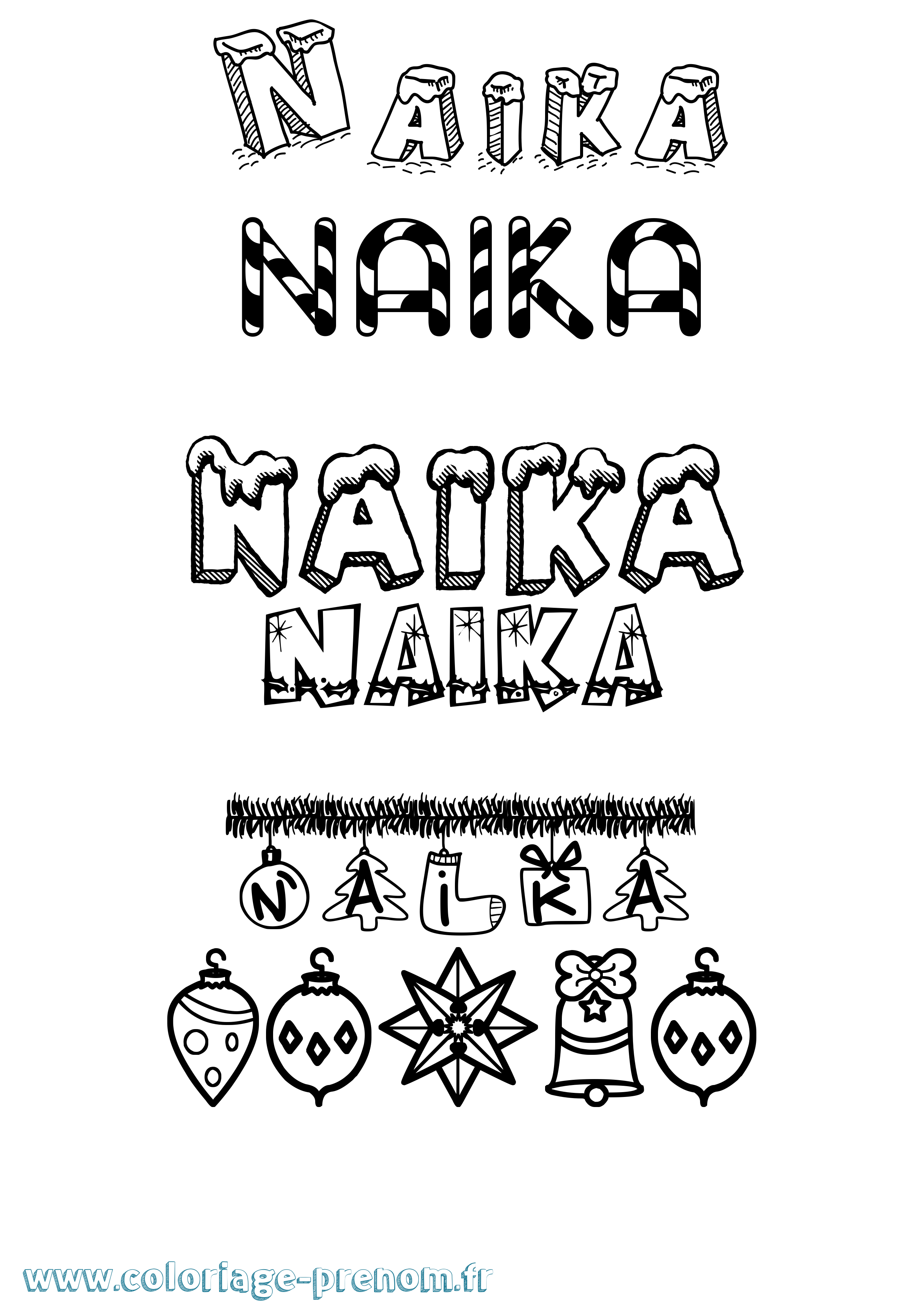 Coloriage Naika Noël Coloriage prénom Naika Noël