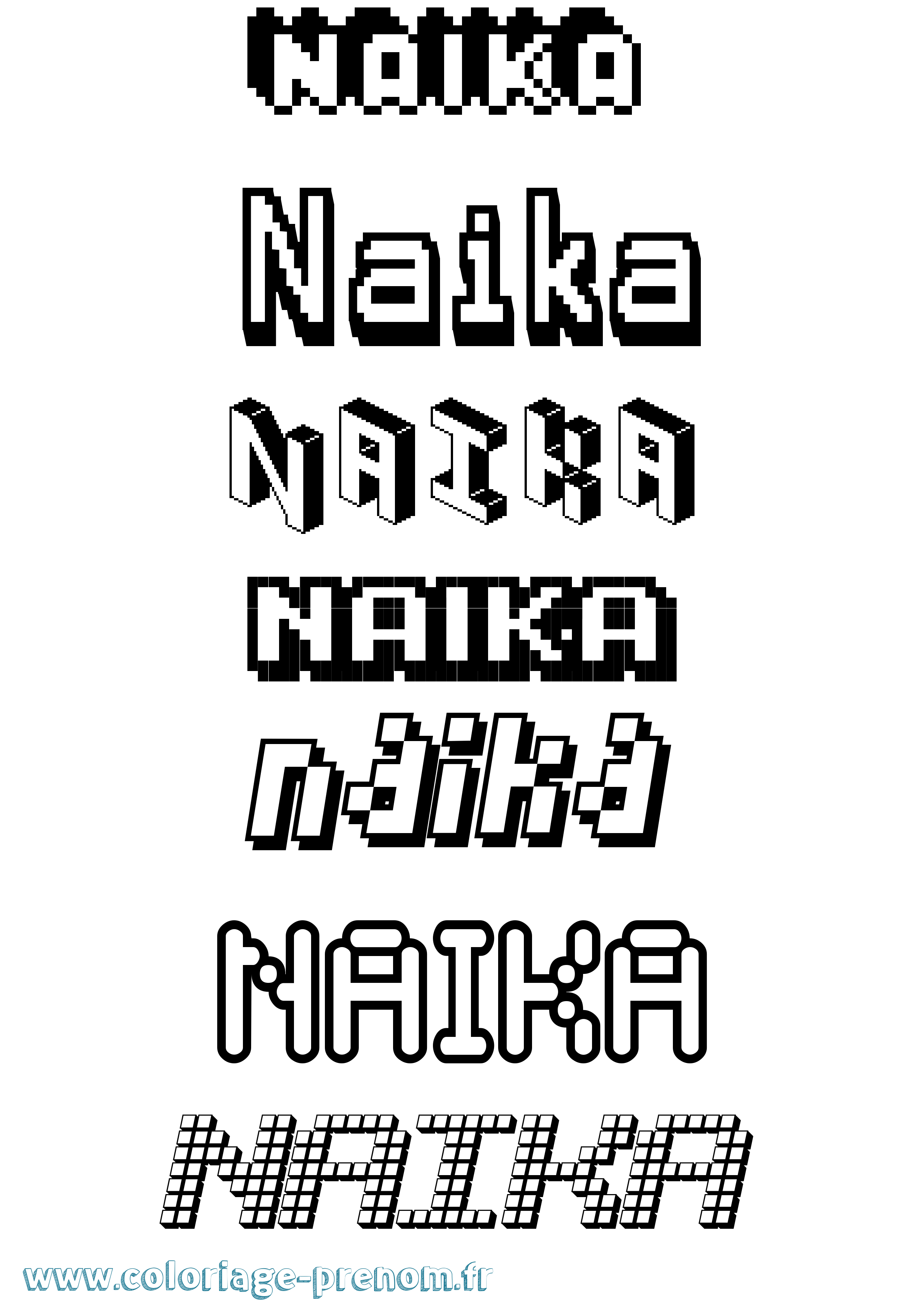 Coloriage Naika Pixel Coloriage prénom Naika Pixel