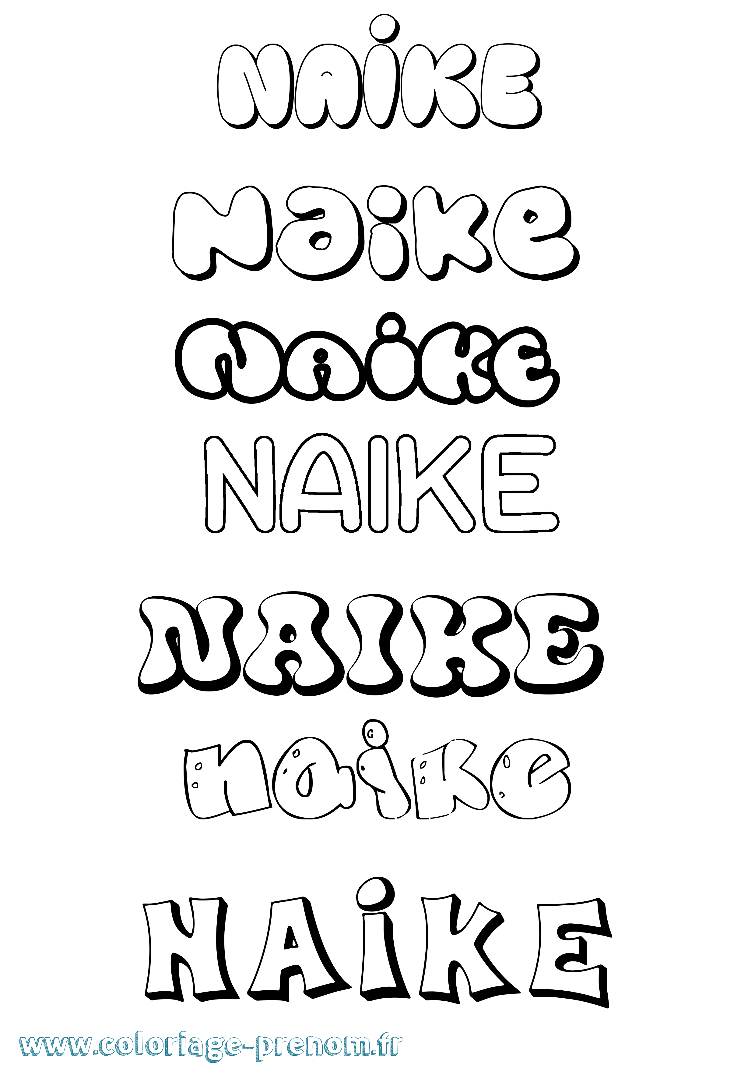 Coloriage Naike Bubble Coloriage prénom Naike Bubble