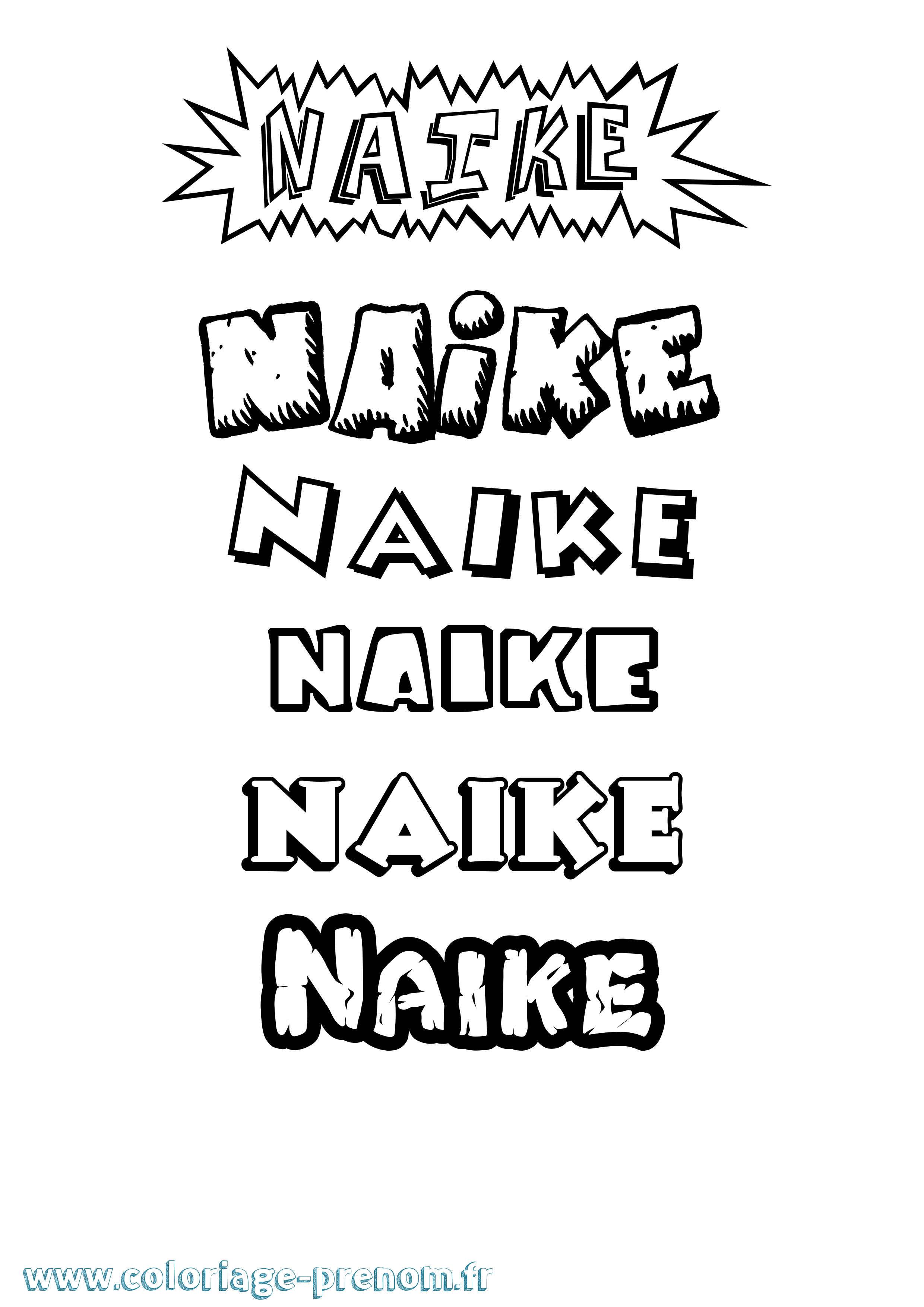 Coloriage Naike Dessin Animé Coloriage prénom Naike Dessin Animé