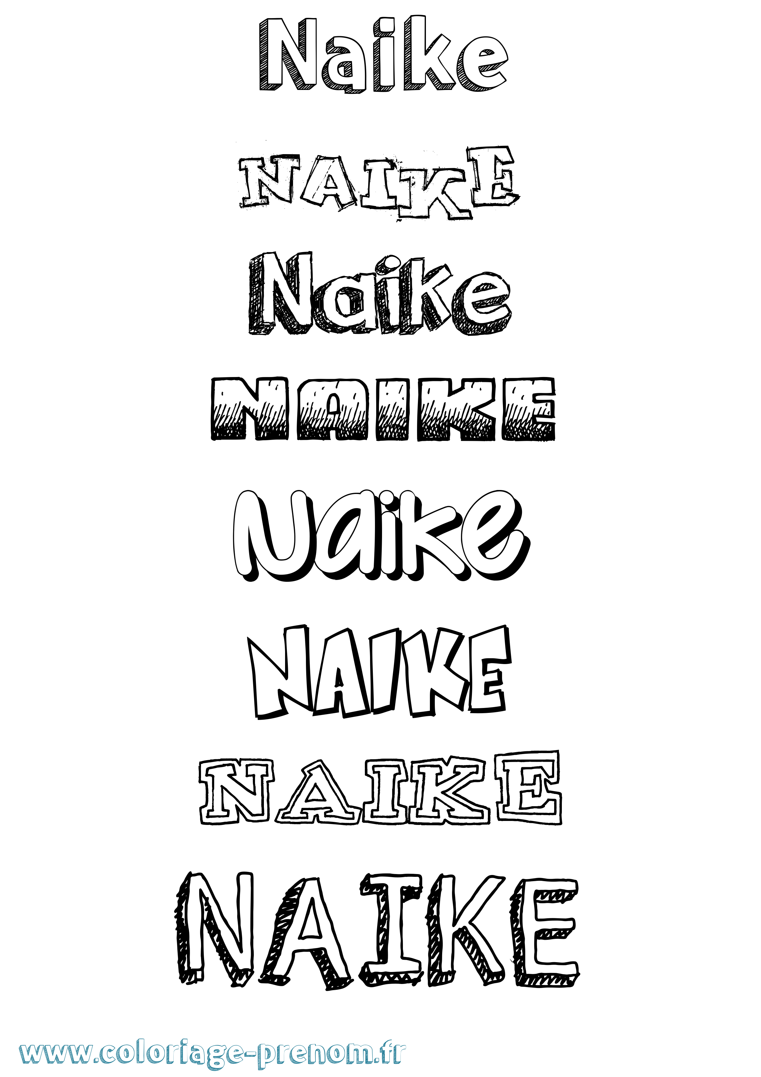 Coloriage Naike Dessiné Coloriage prénom Naike Dessiné