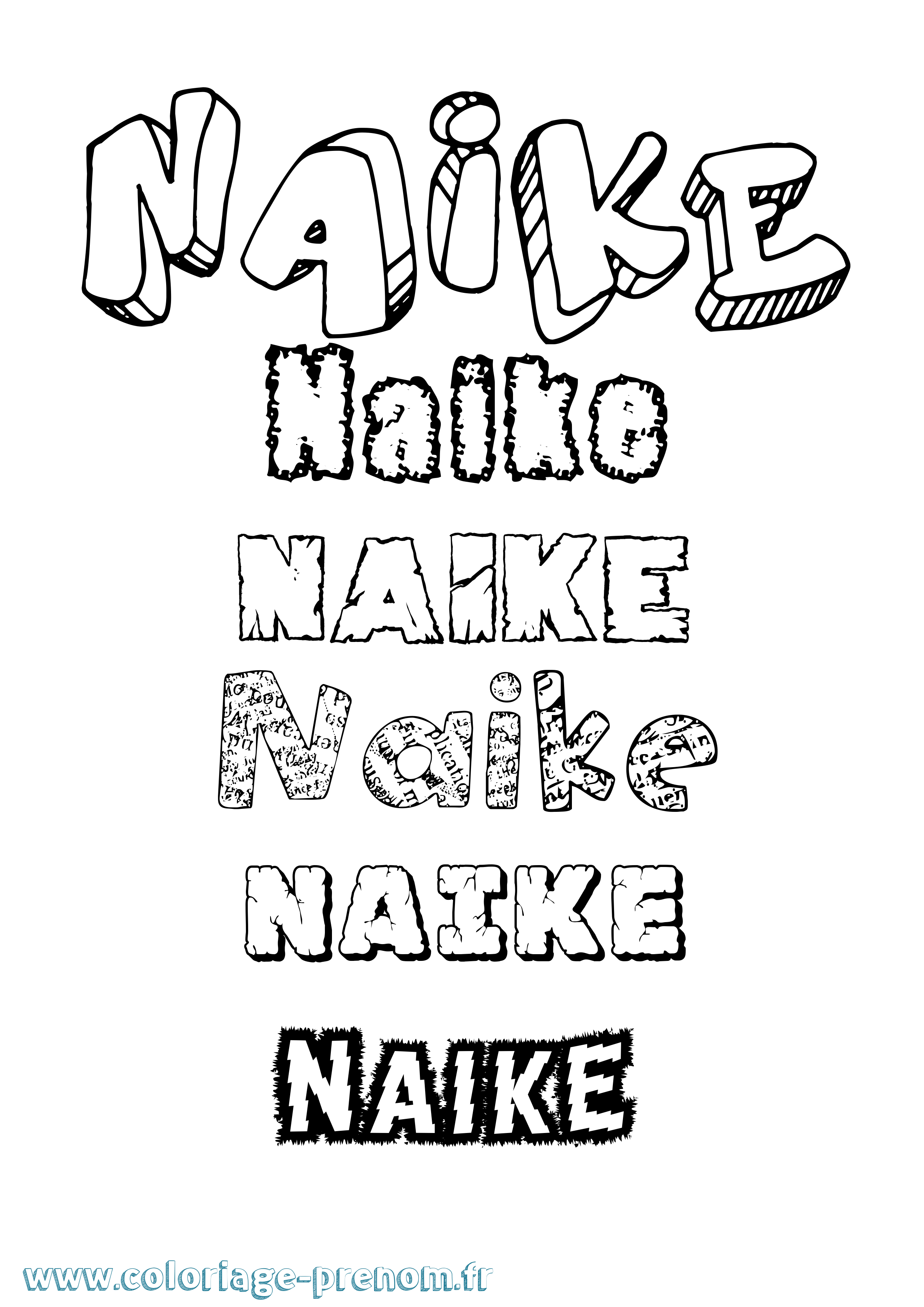 Coloriage Naike Destructuré Coloriage prénom Naike Destructuré