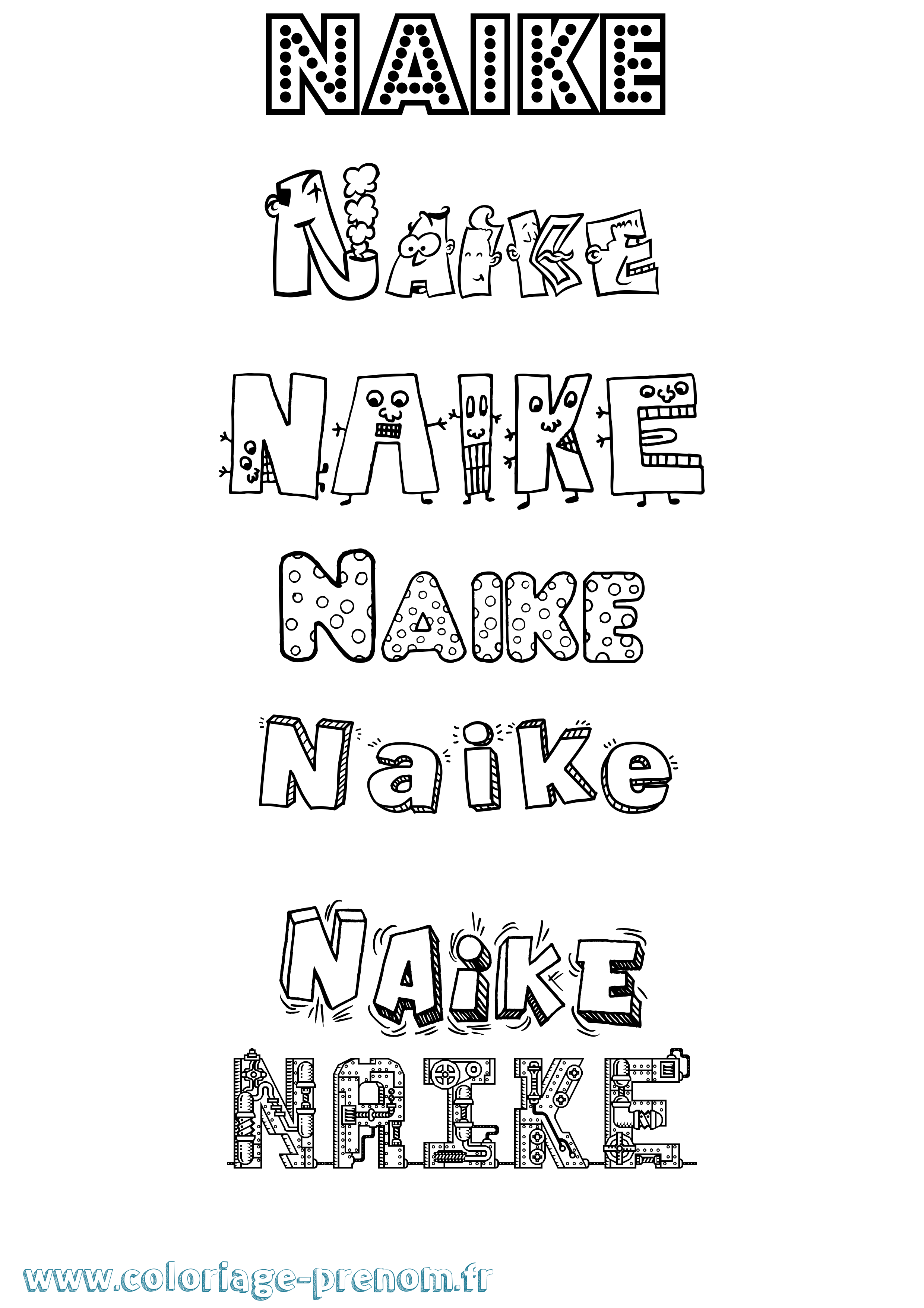 Coloriage Naike Fun Coloriage prénom Naike Fun