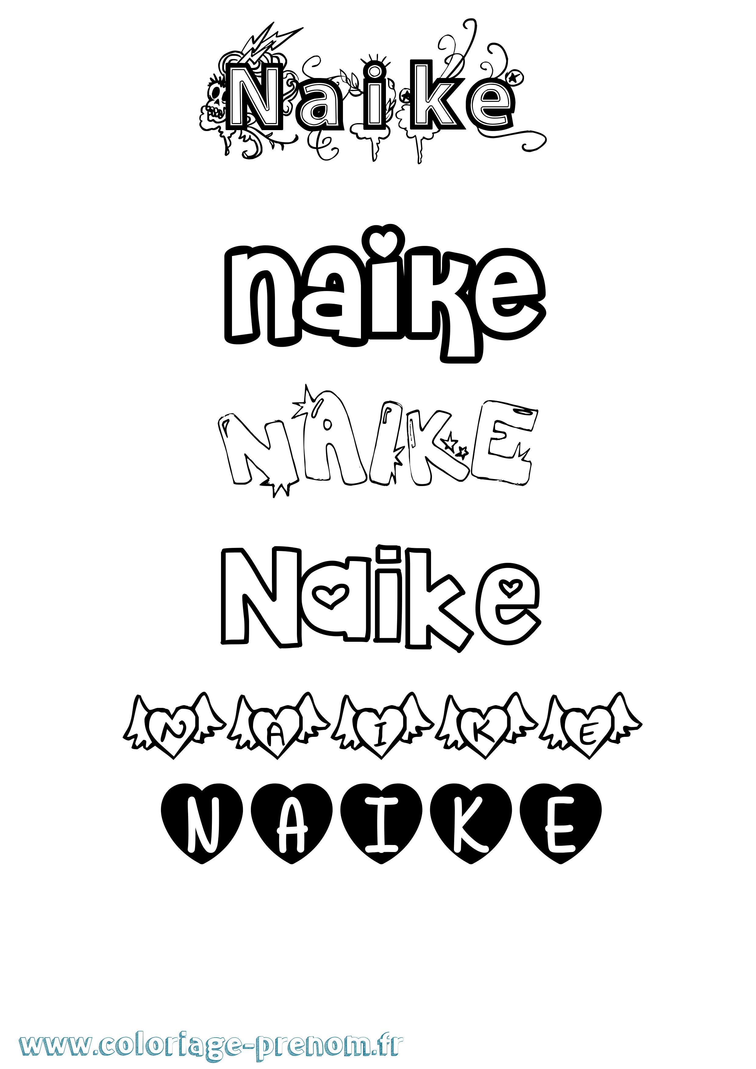 Coloriage Naike Girly Coloriage prénom Naike Girly