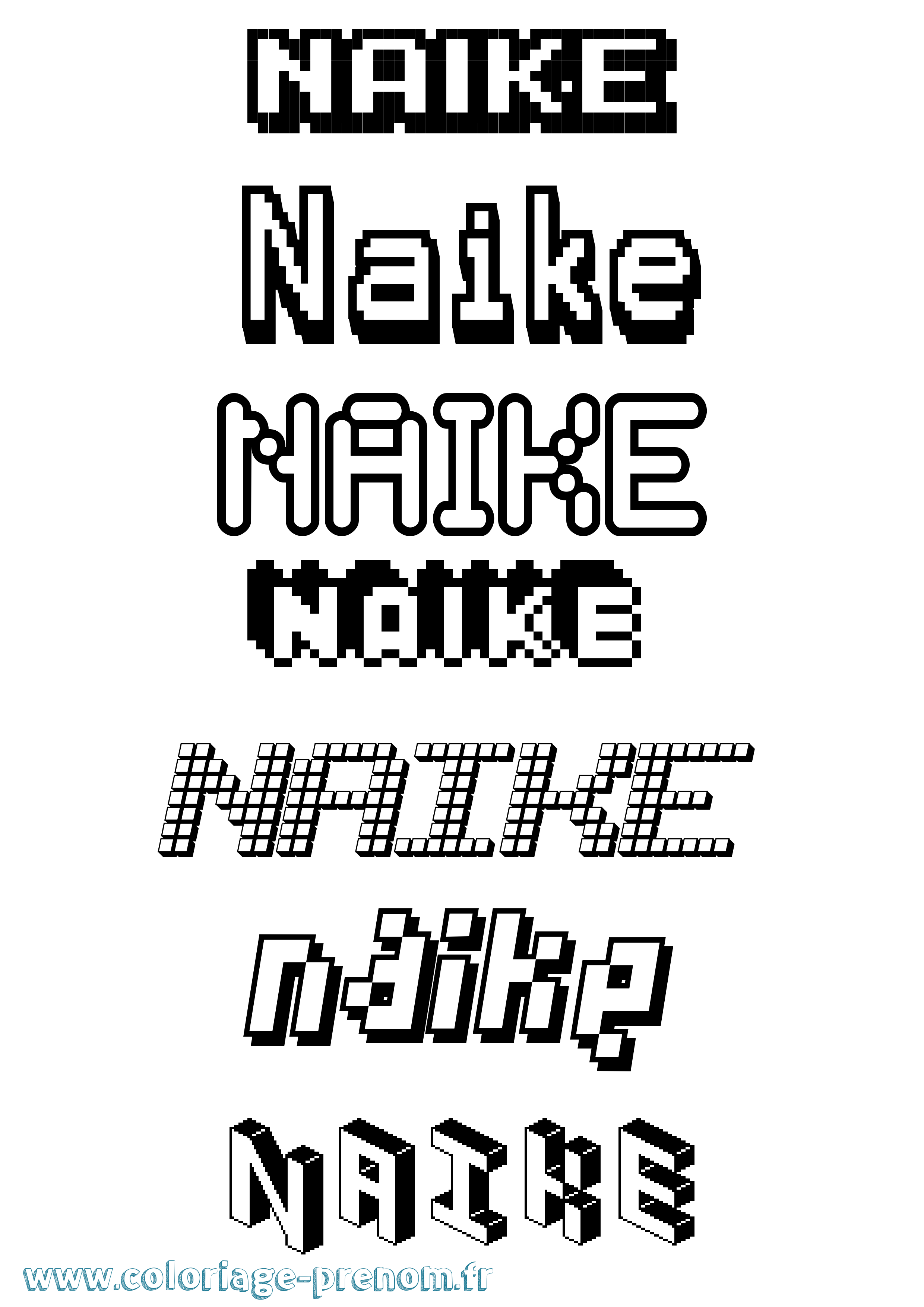 Coloriage Naike Pixel Coloriage prénom Naike Pixel