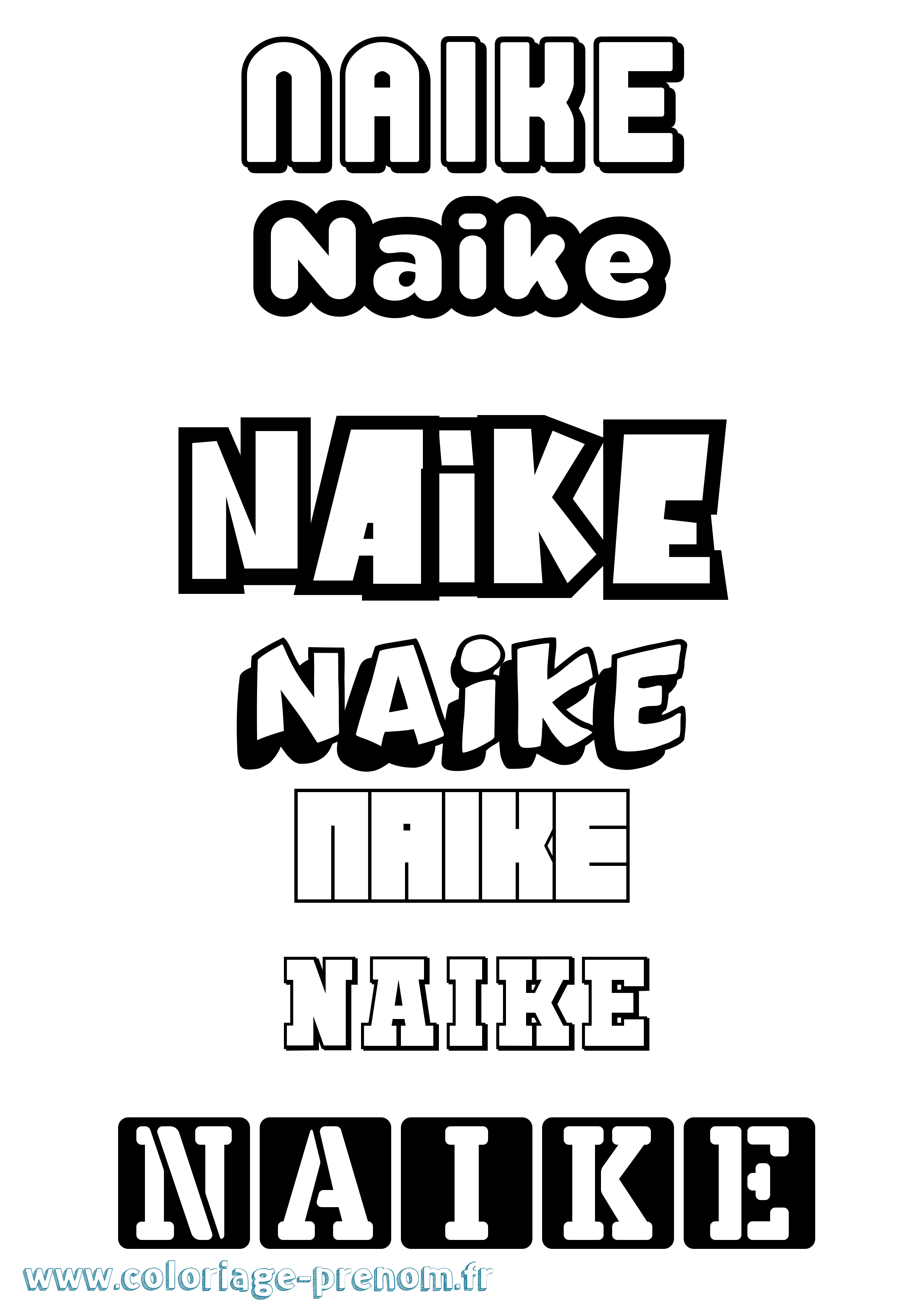 Coloriage Naike Simple Coloriage prénom Naike Simple