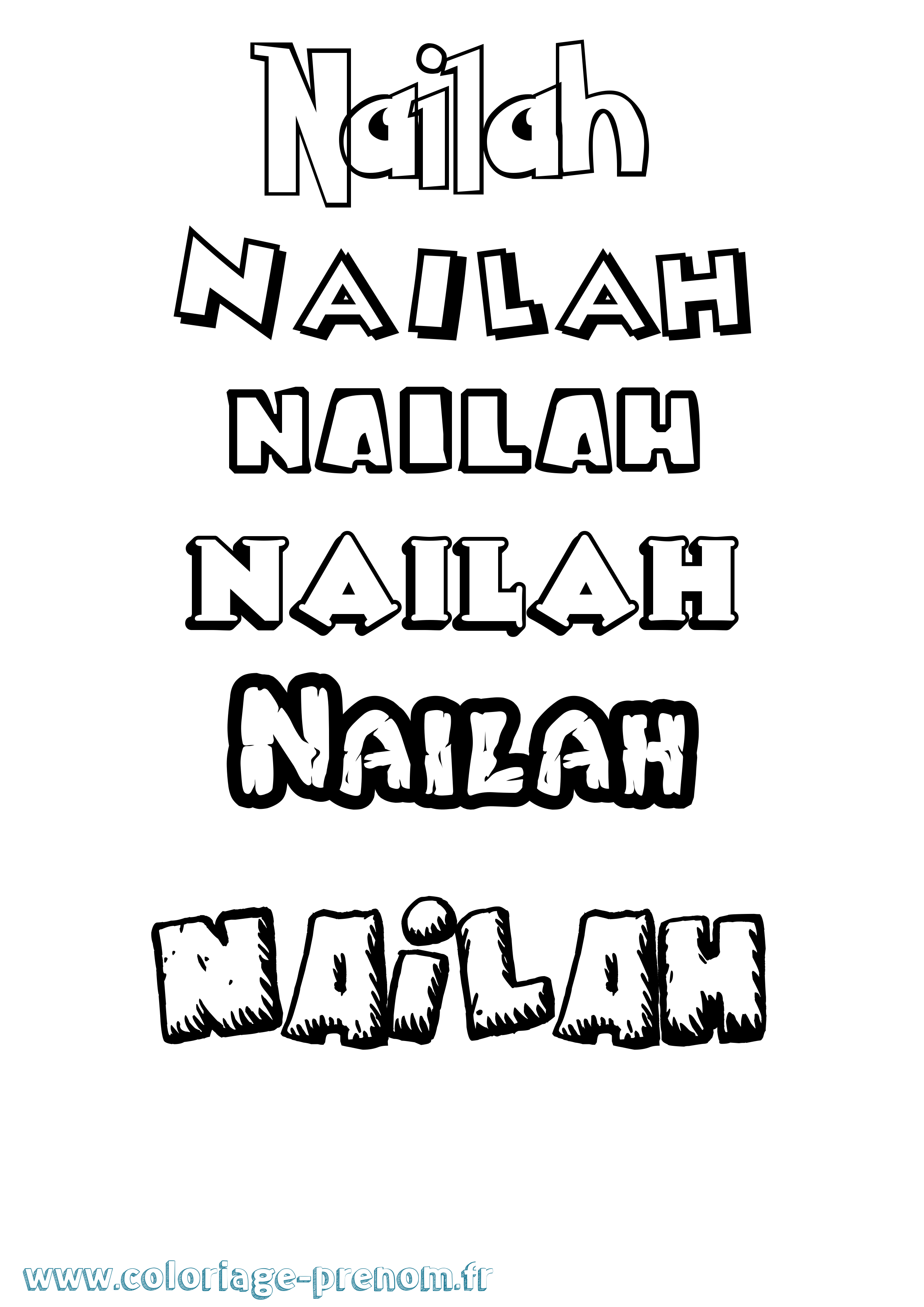 Coloriage Nailah Dessin Animé Coloriage prénom Nailah Dessin Animé