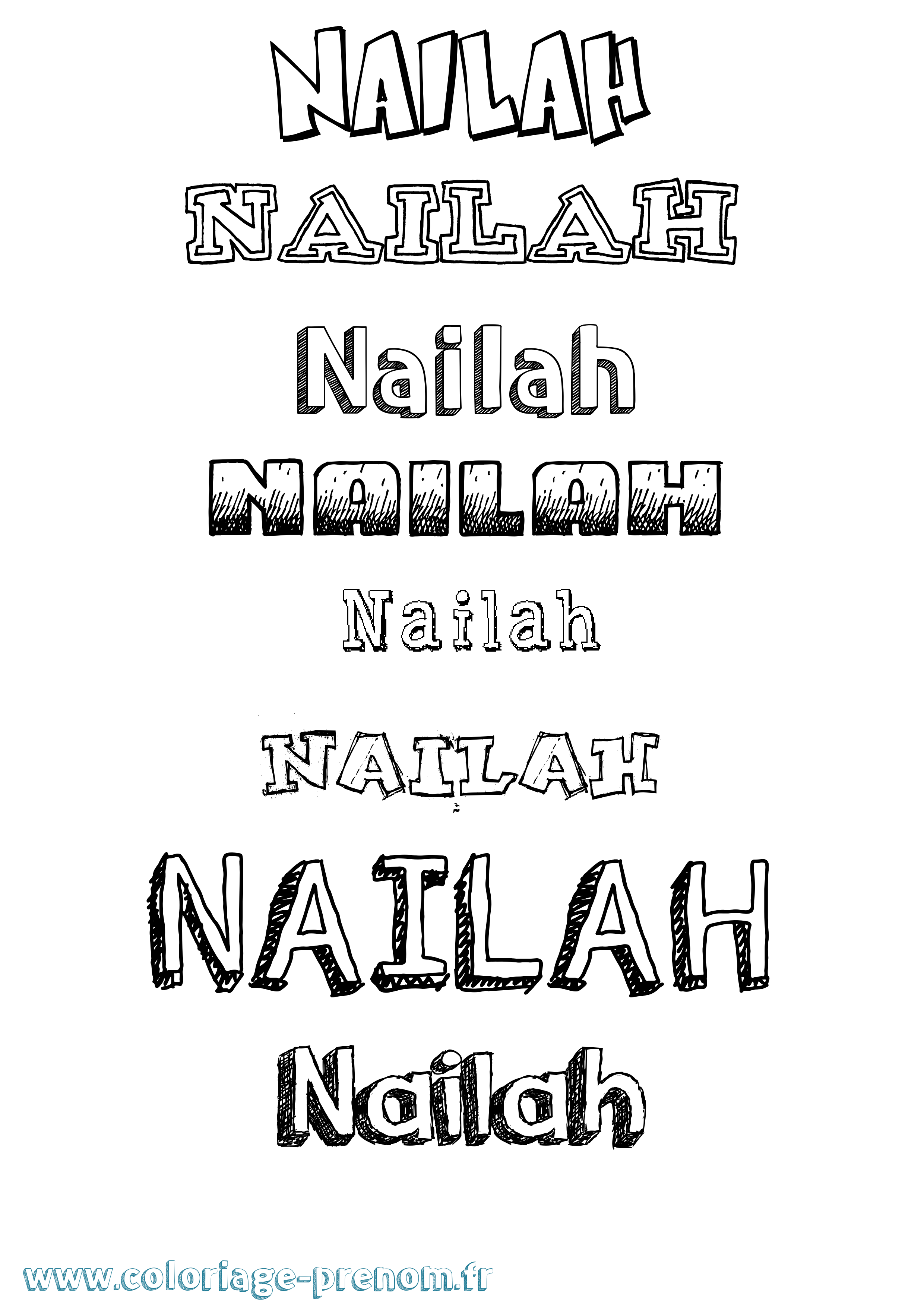Coloriage Nailah Dessiné Coloriage prénom Nailah Dessiné