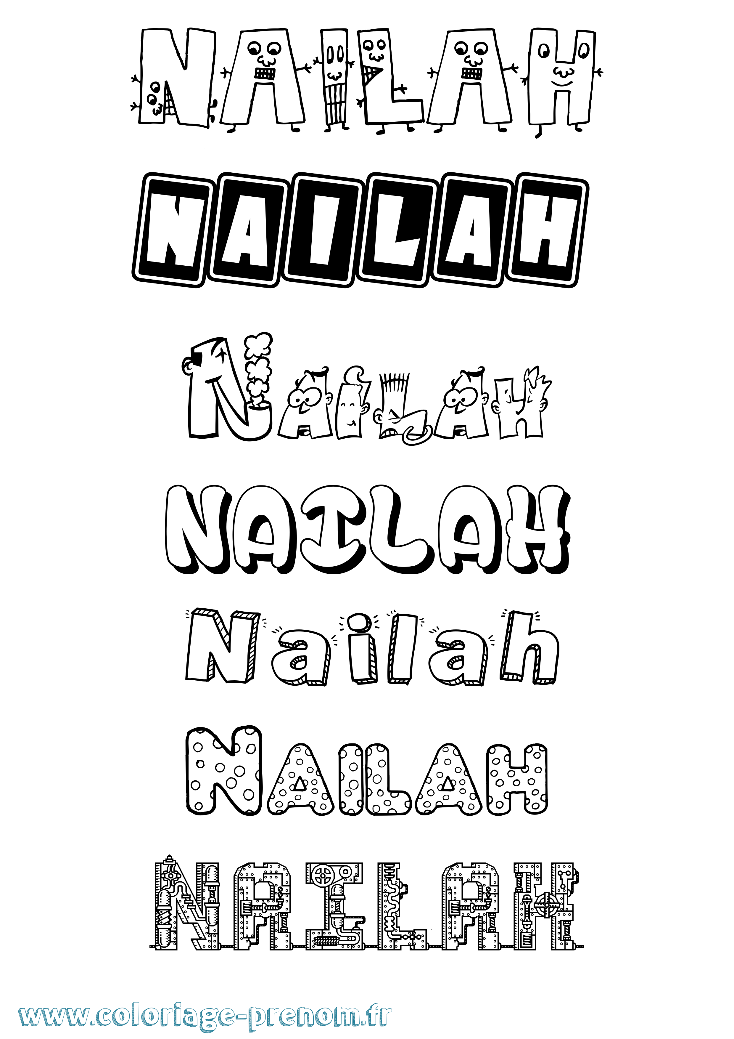 Coloriage Nailah Fun Coloriage prénom Nailah Fun