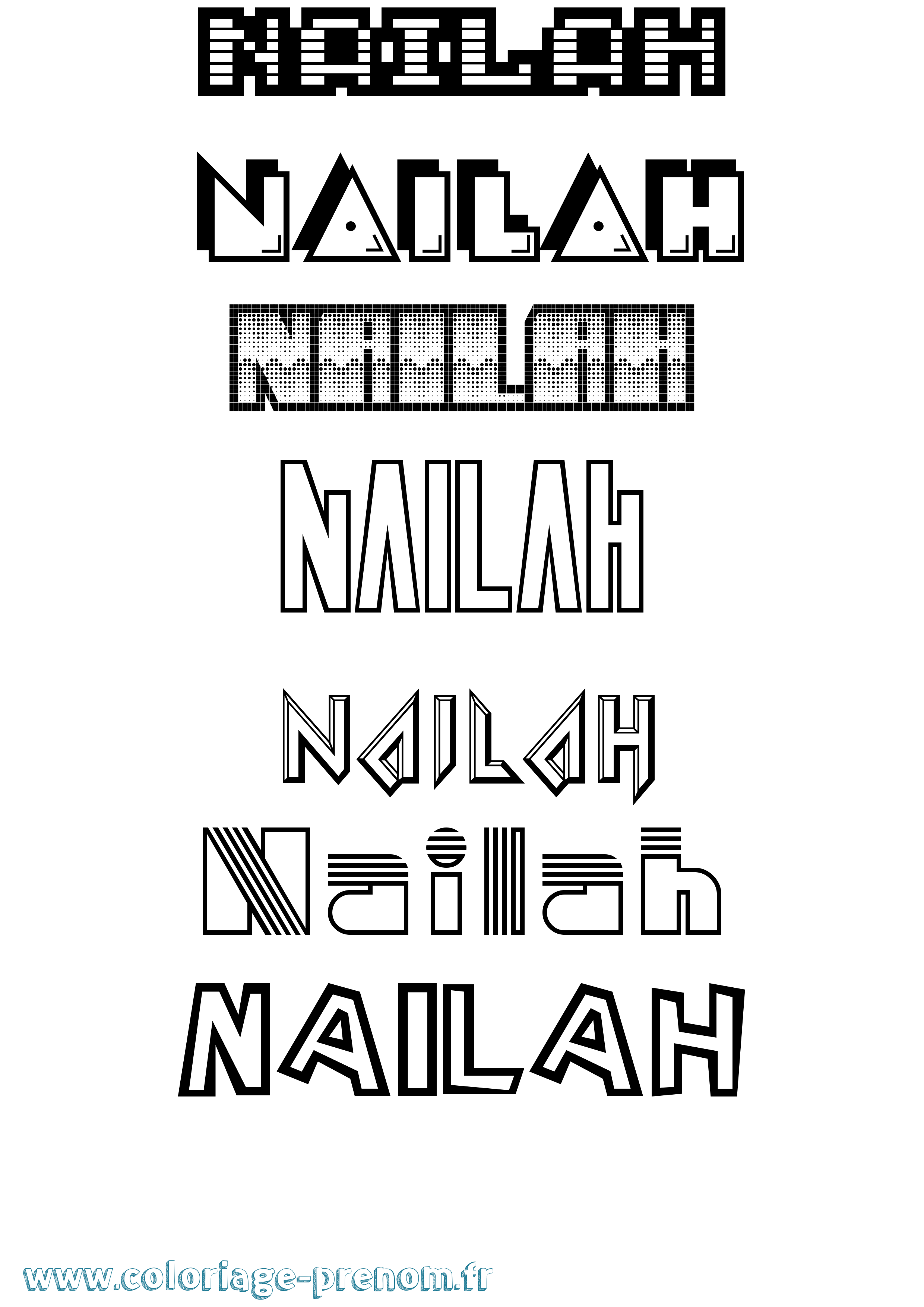 Coloriage Nailah Jeux Vidéos Coloriage prénom Nailah Jeux Vidéos