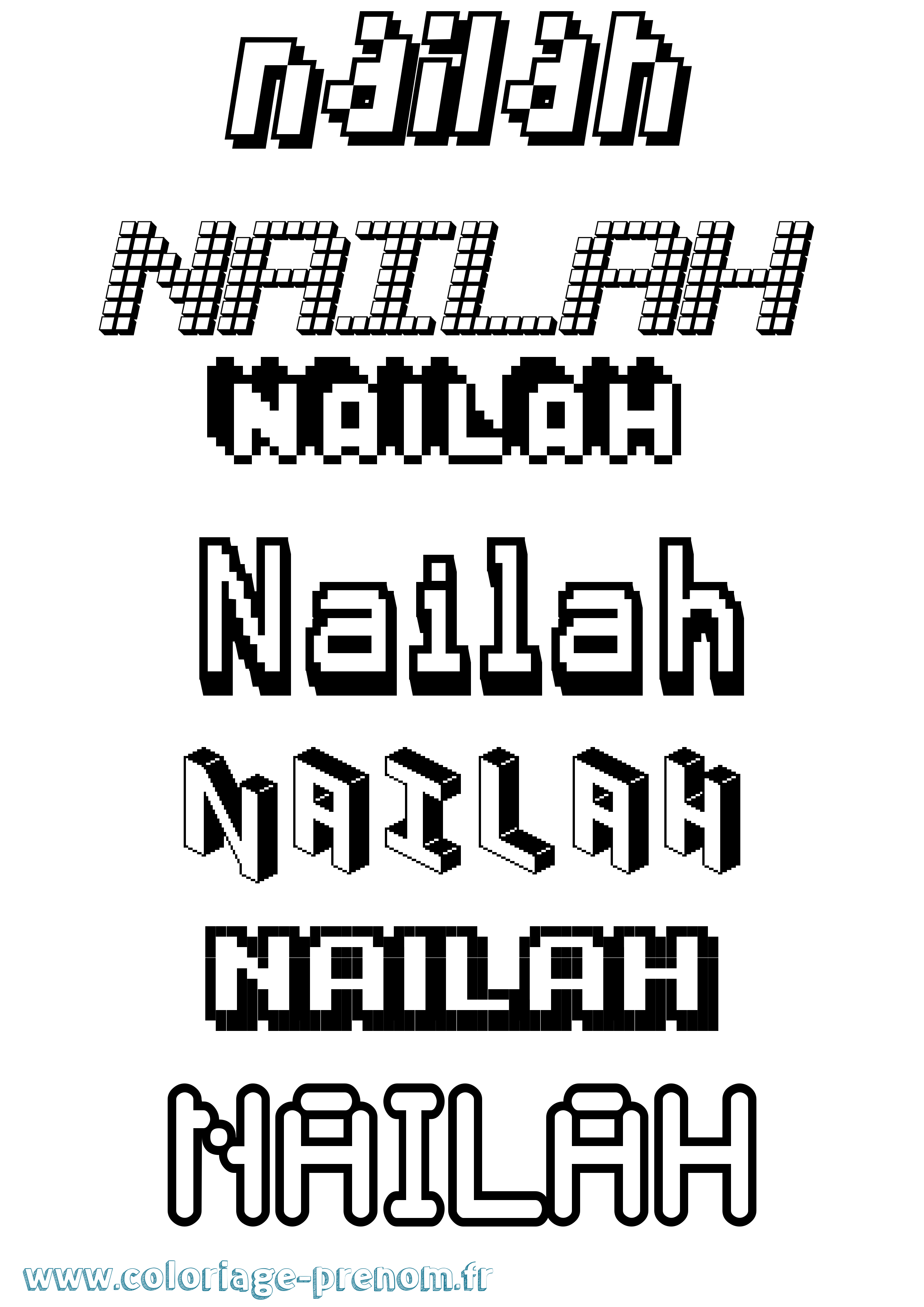 Coloriage Nailah Pixel Coloriage prénom Nailah Pixel