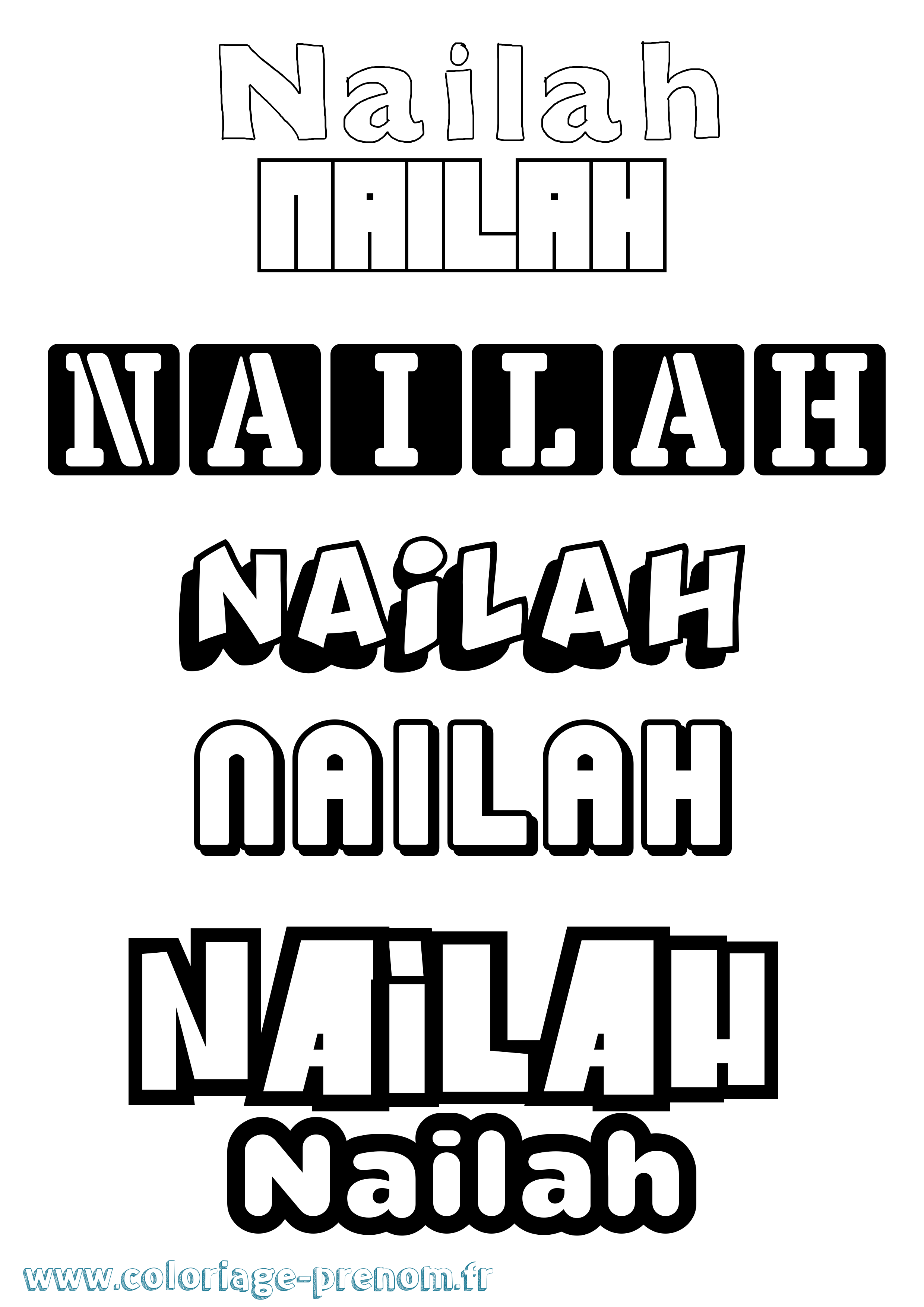 Coloriage Nailah Simple Coloriage prénom Nailah Simple
