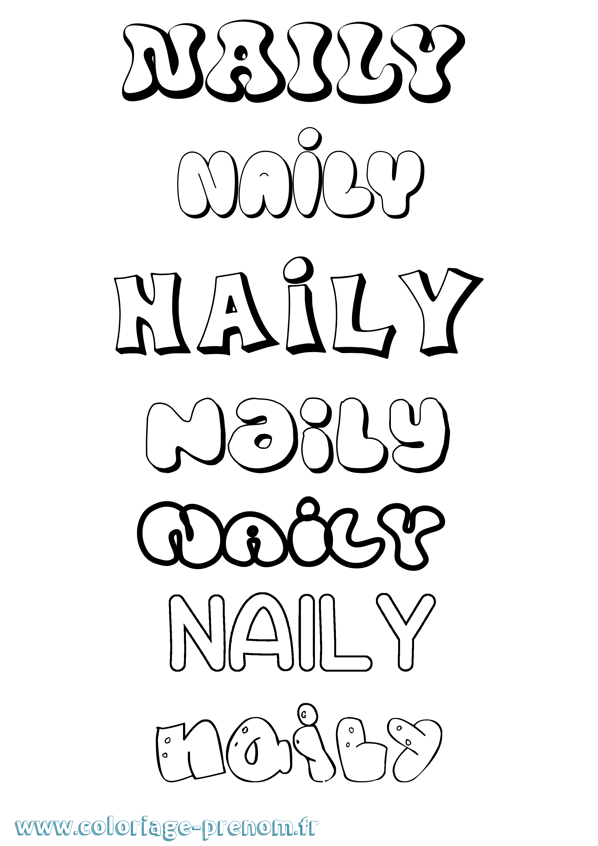 Coloriage Naily Bubble Coloriage prénom Naily Bubble