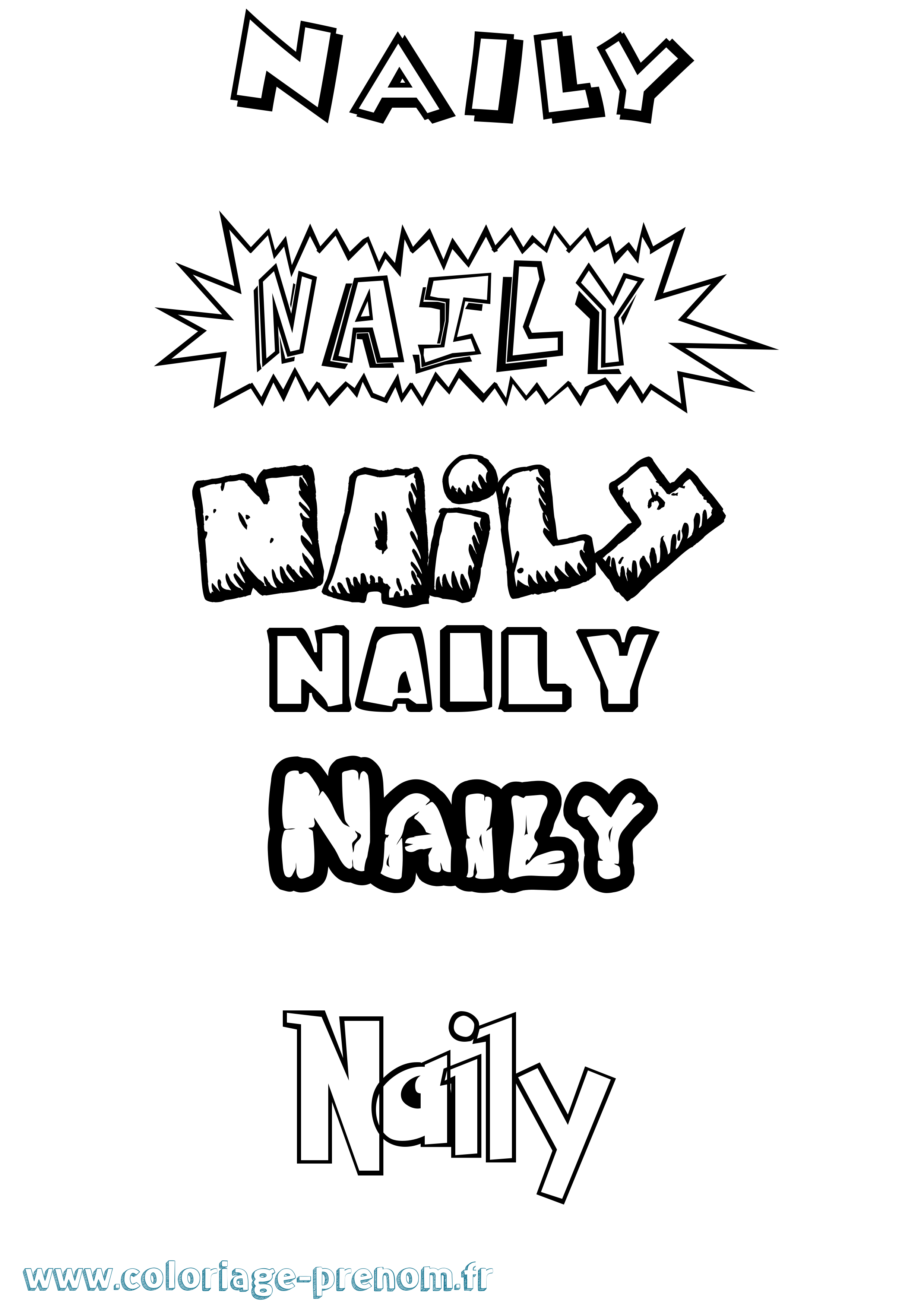 Coloriage Naily Dessin Animé Coloriage prénom Naily Dessin Animé