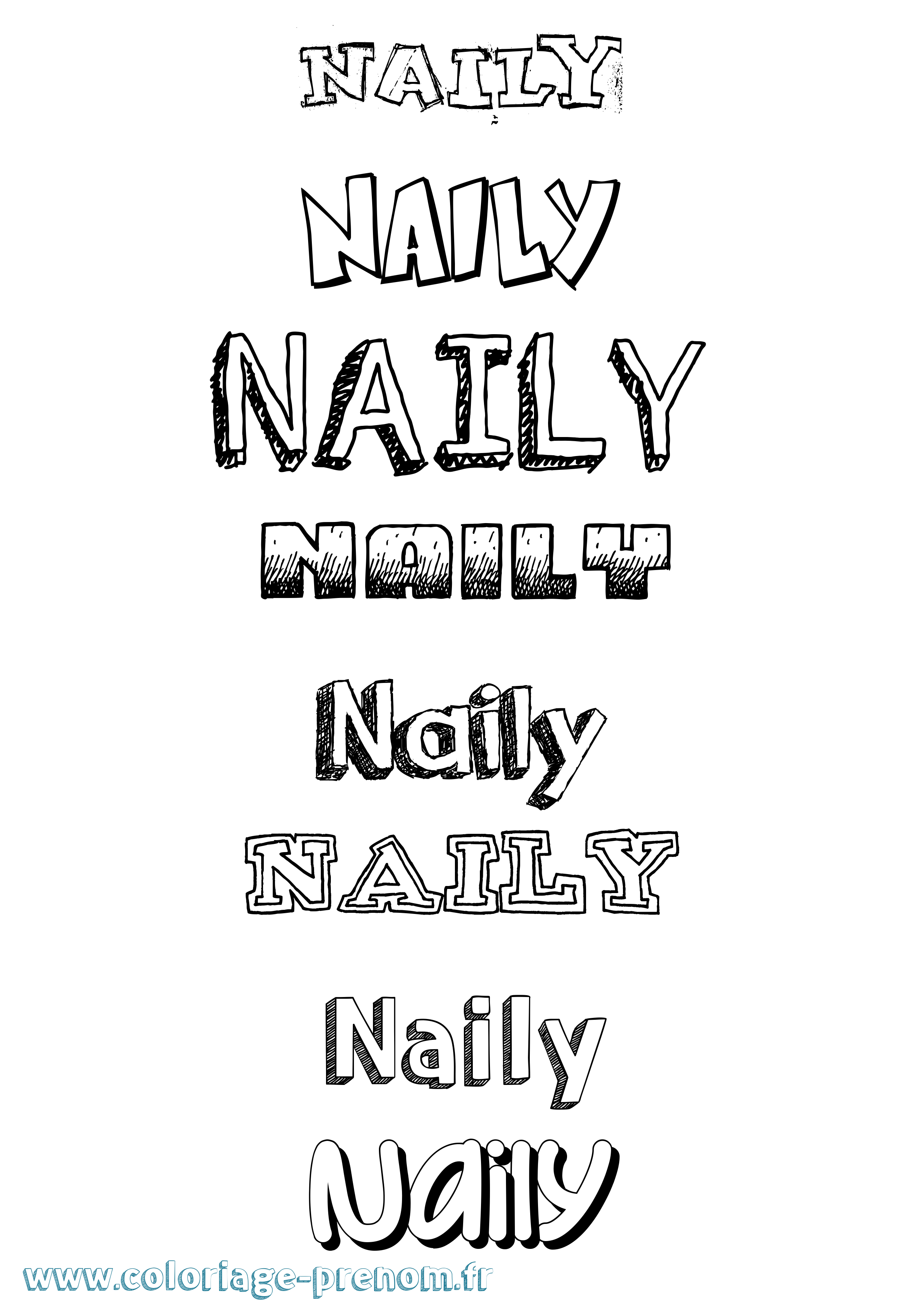 Coloriage Naily Dessiné Coloriage prénom Naily Dessiné