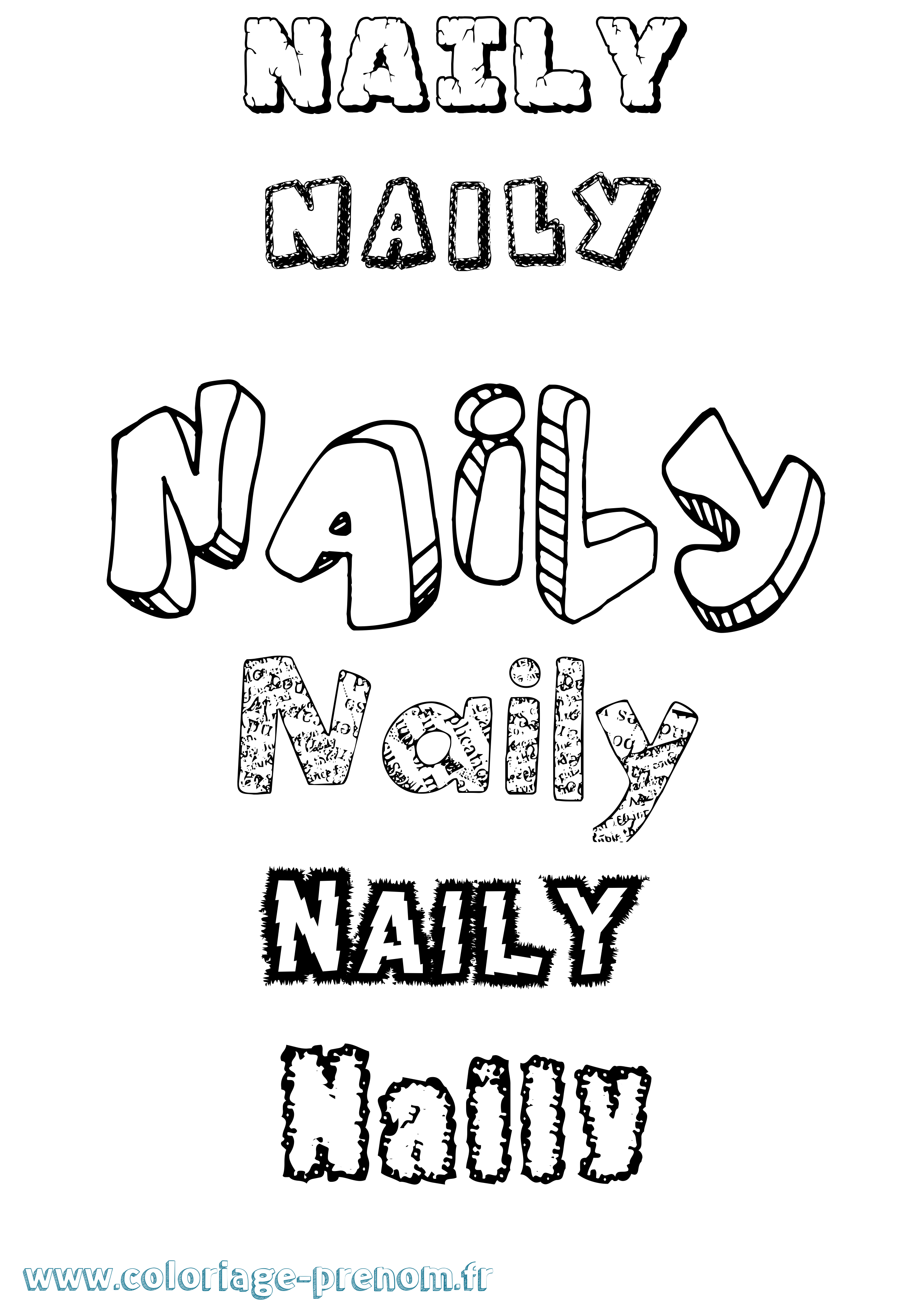 Coloriage Naily Destructuré Coloriage prénom Naily Destructuré