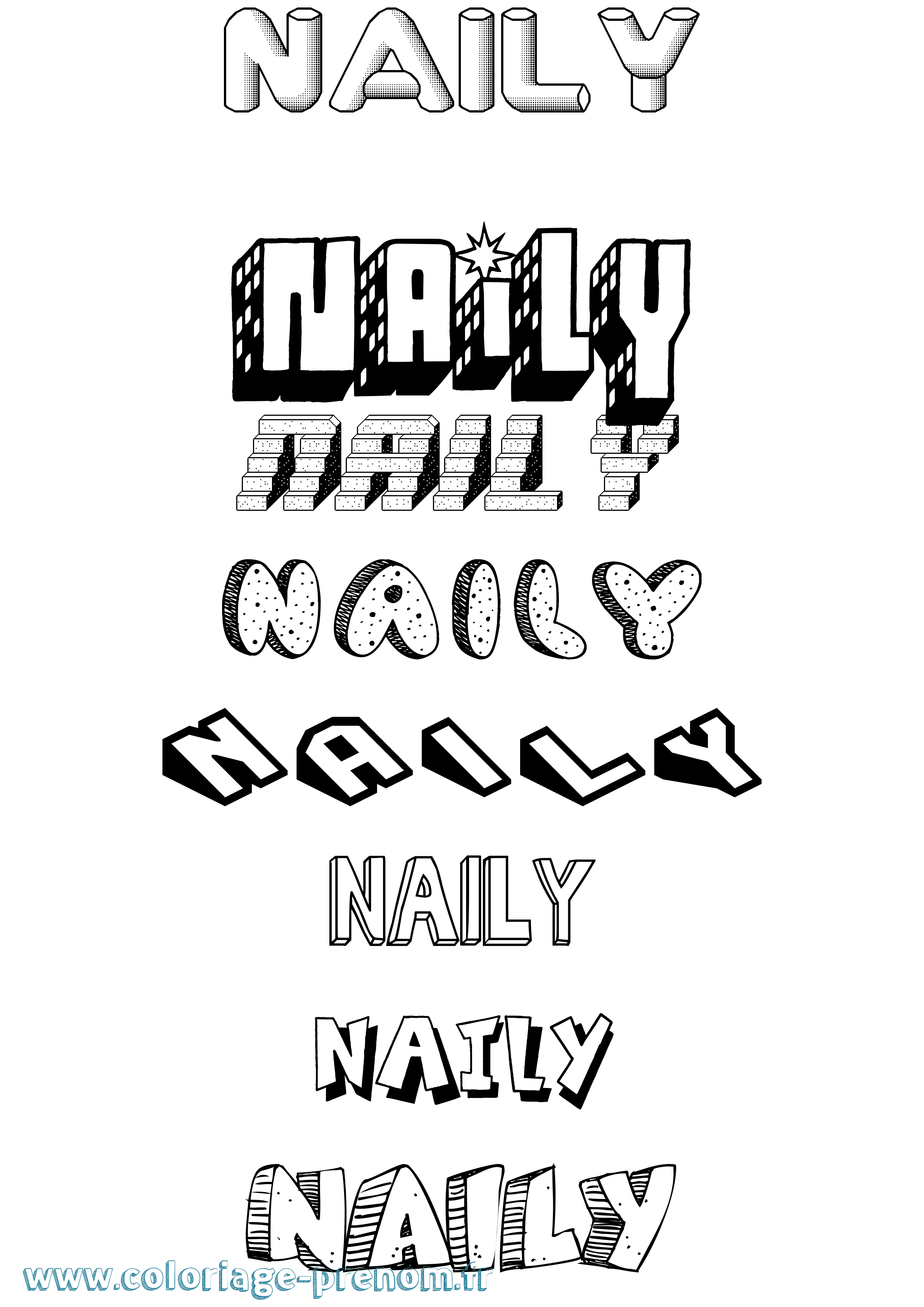 Coloriage Naily Effet 3D Coloriage prénom Naily Effet 3D