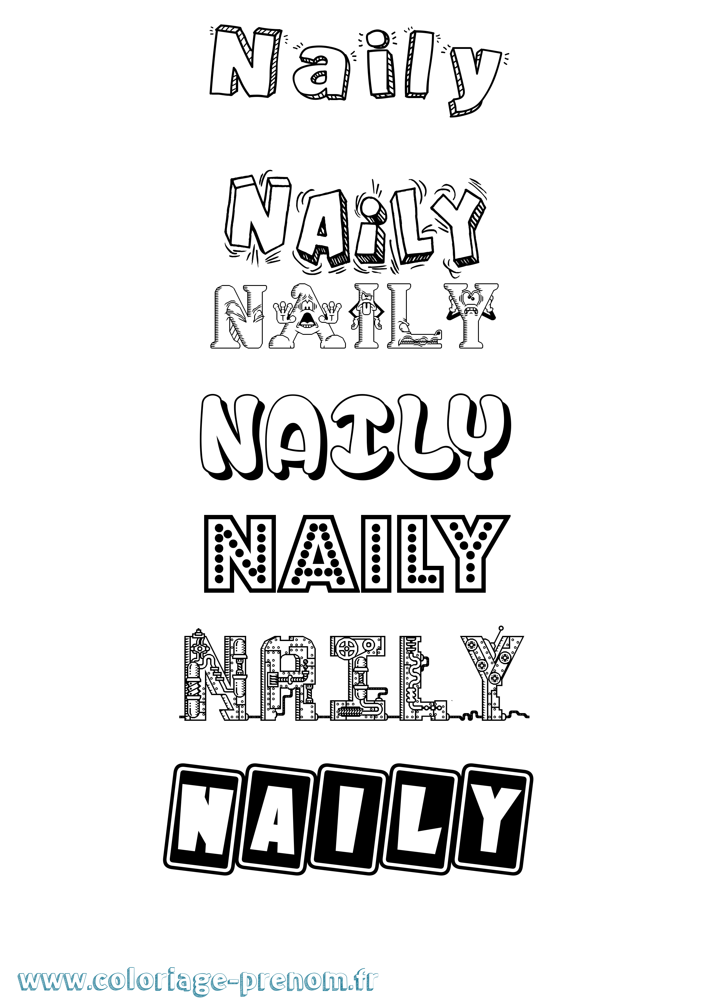 Coloriage Naily Fun Coloriage prénom Naily Fun