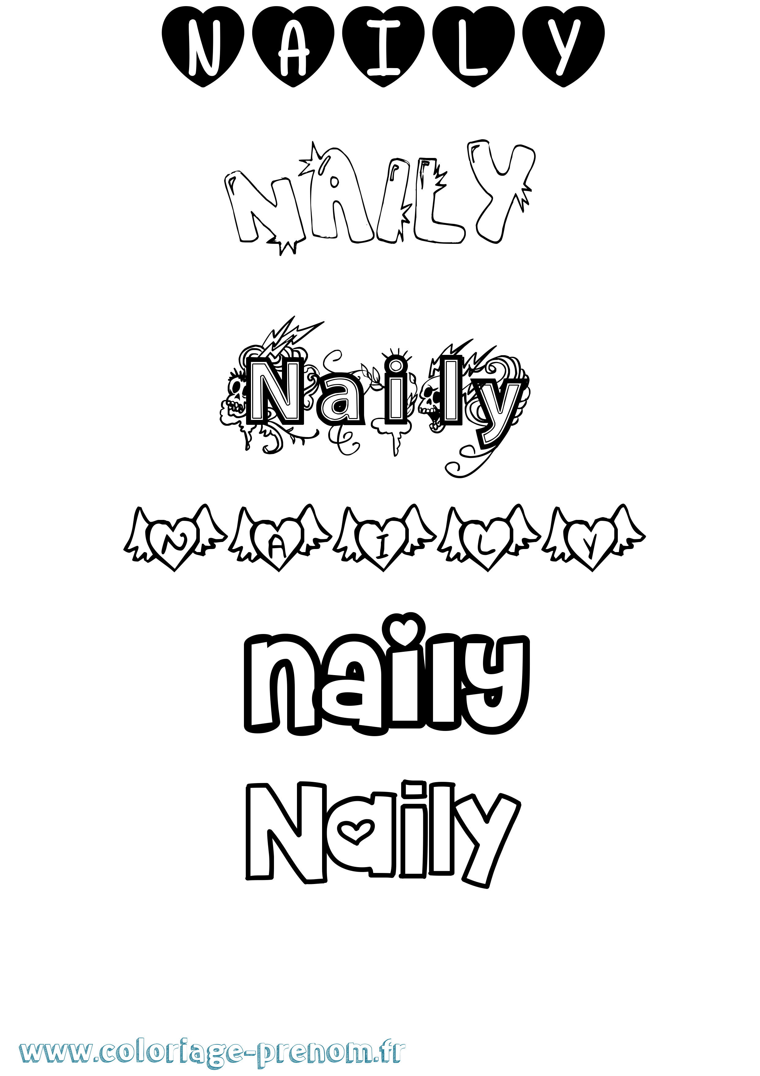 Coloriage Naily Girly Coloriage prénom Naily Girly