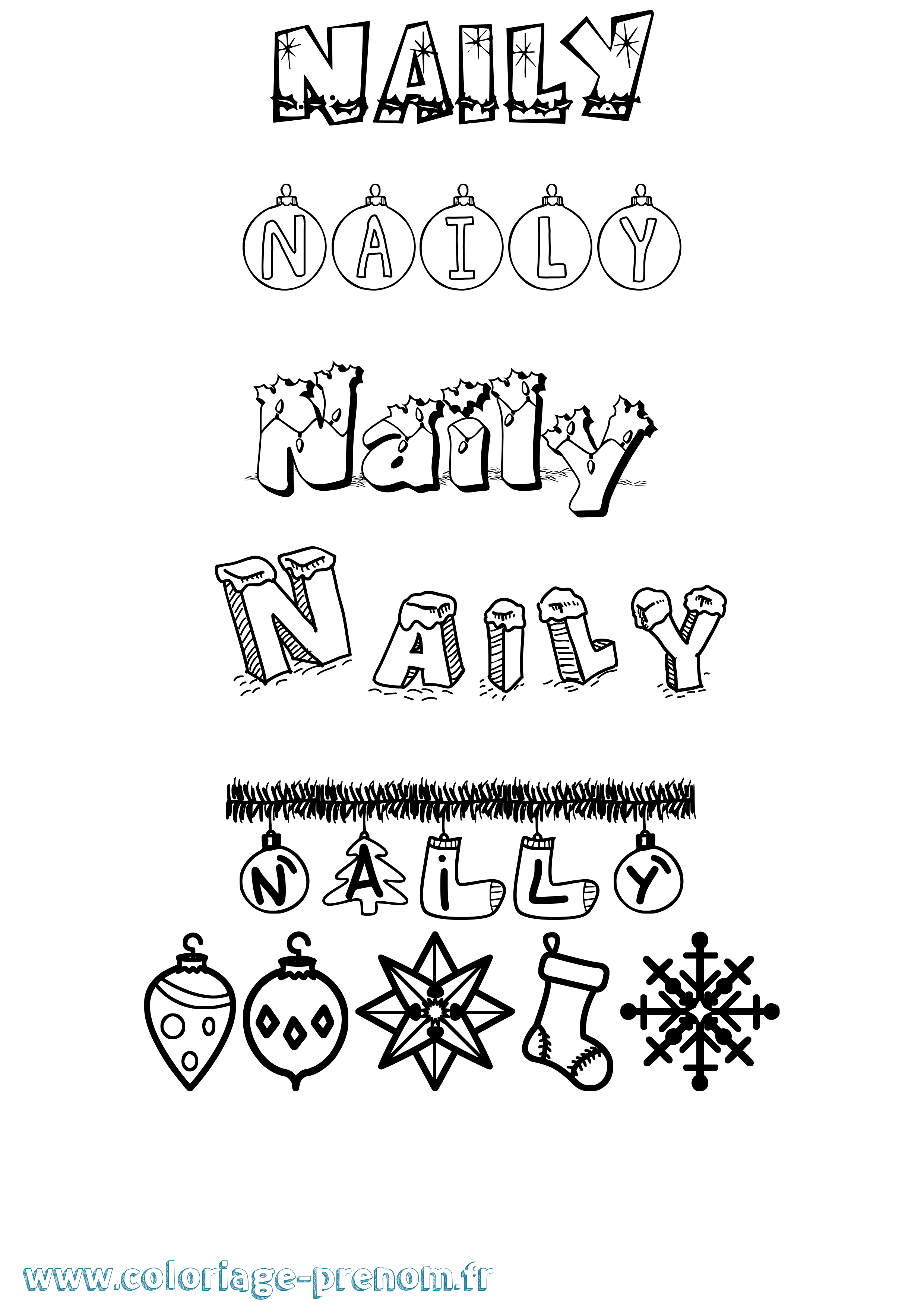 Coloriage Naily Noël Coloriage prénom Naily Noël