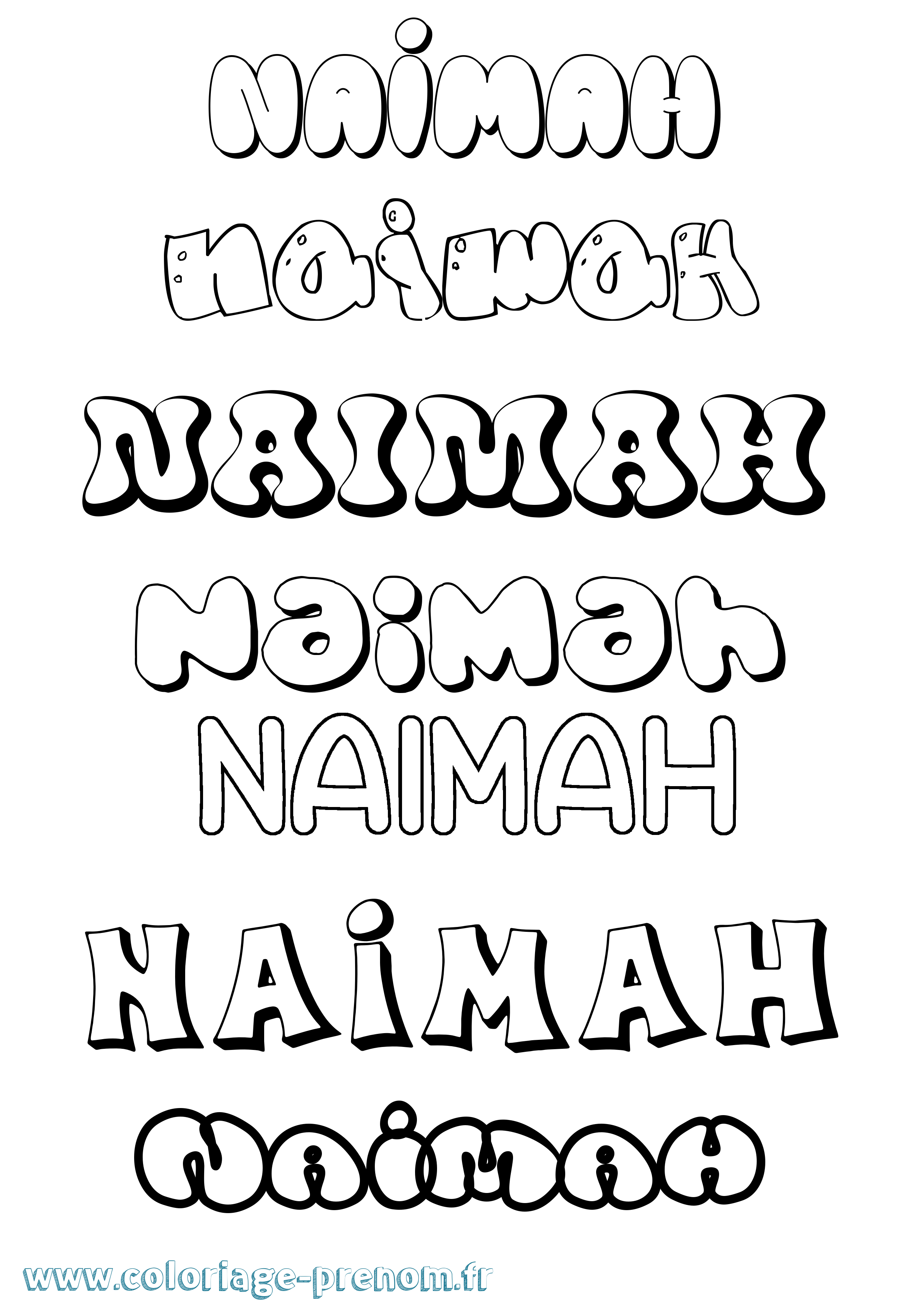Coloriage Naimah Bubble Coloriage prénom Naimah Bubble