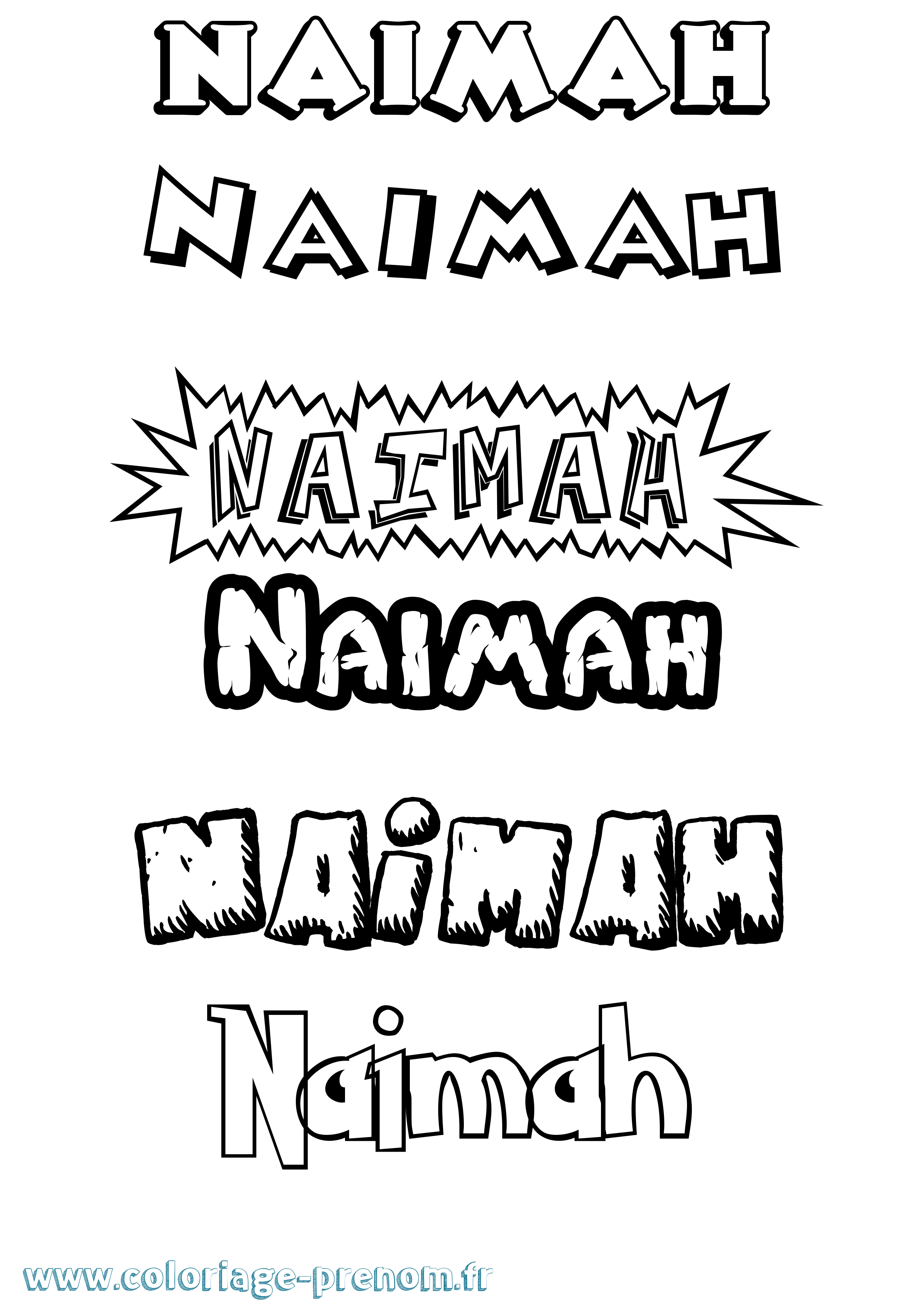 Coloriage Naimah Dessin Animé Coloriage prénom Naimah Dessin Animé