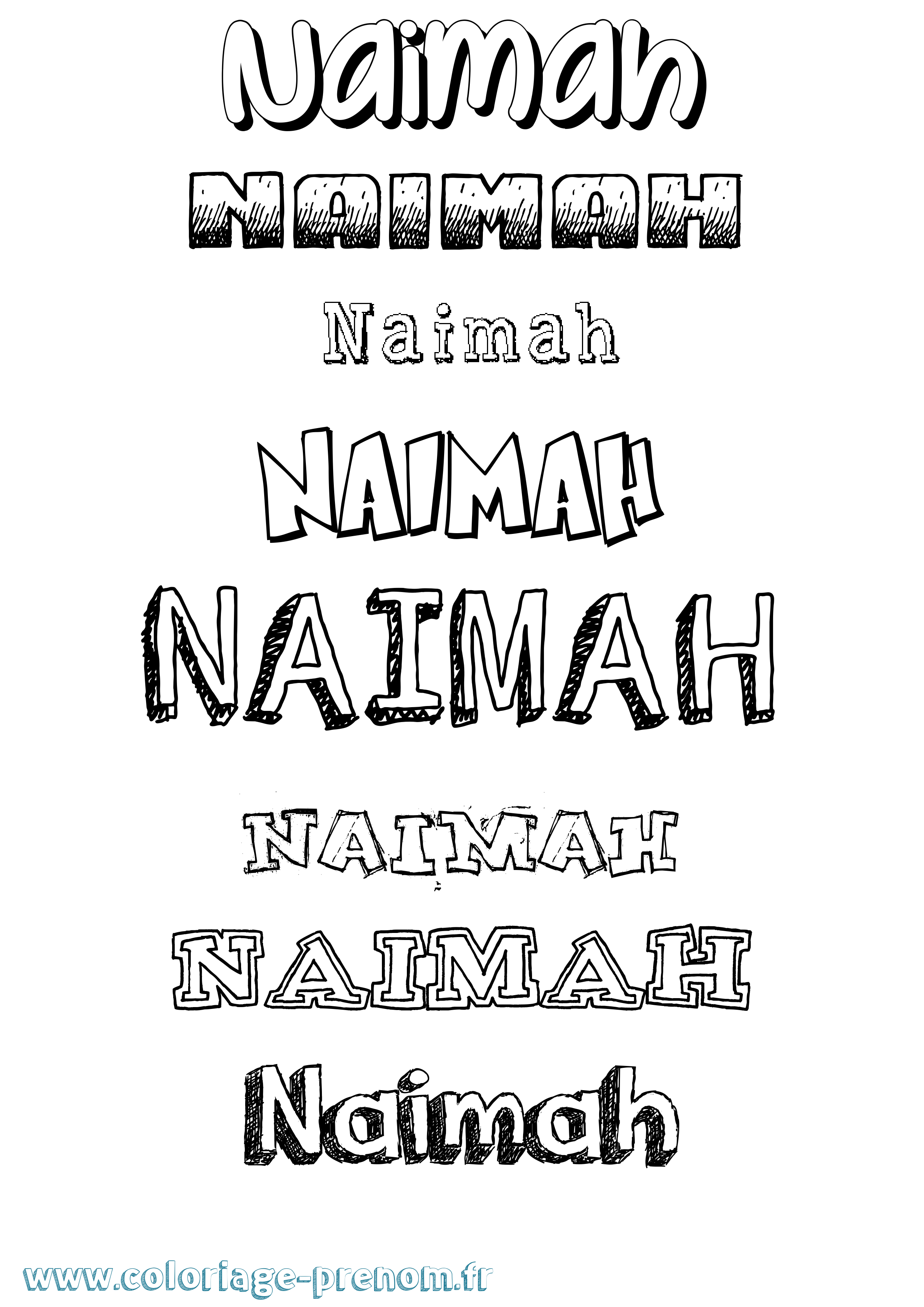 Coloriage Naimah Dessiné Coloriage prénom Naimah Dessiné