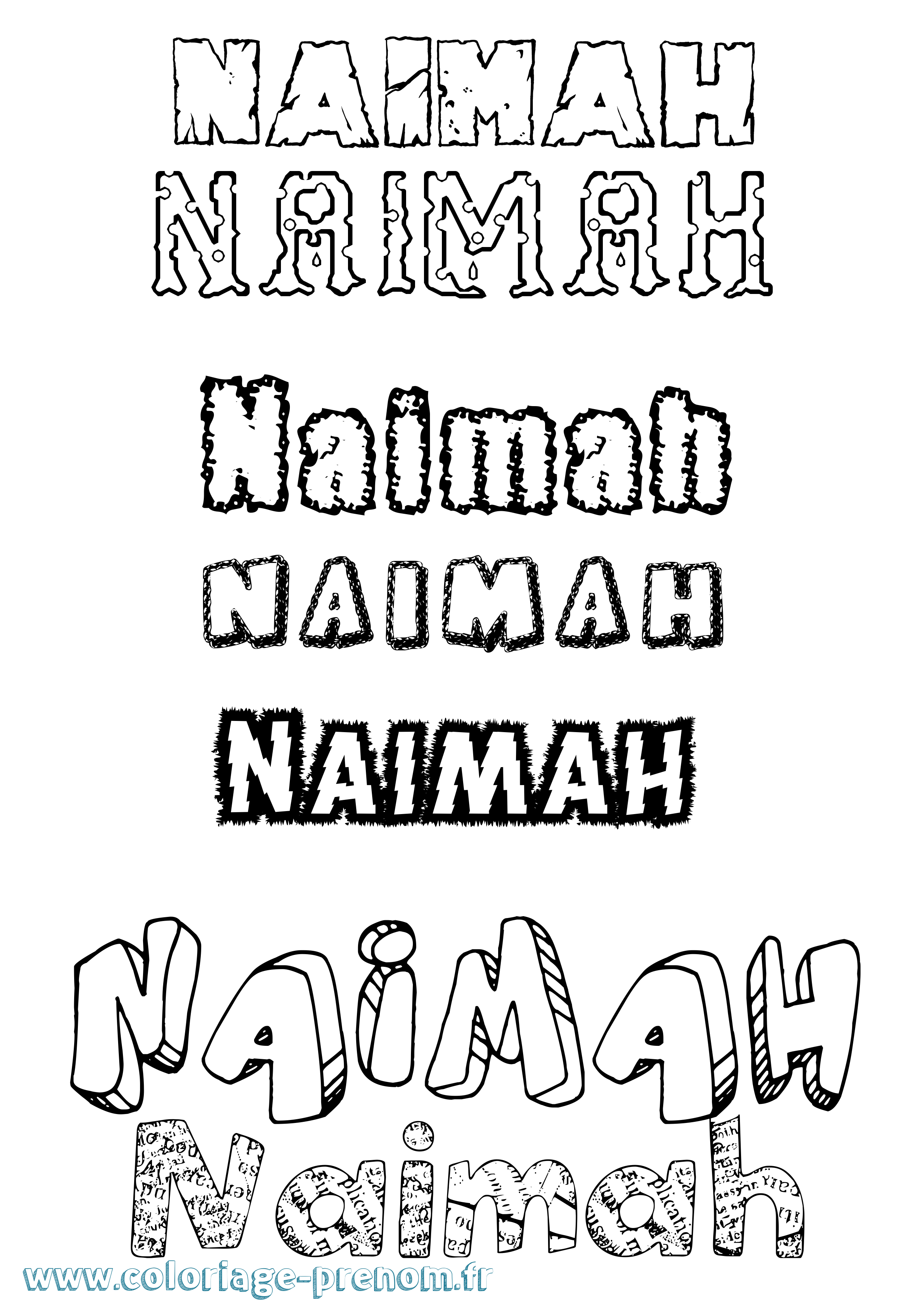 Coloriage Naimah Destructuré Coloriage prénom Naimah Destructuré